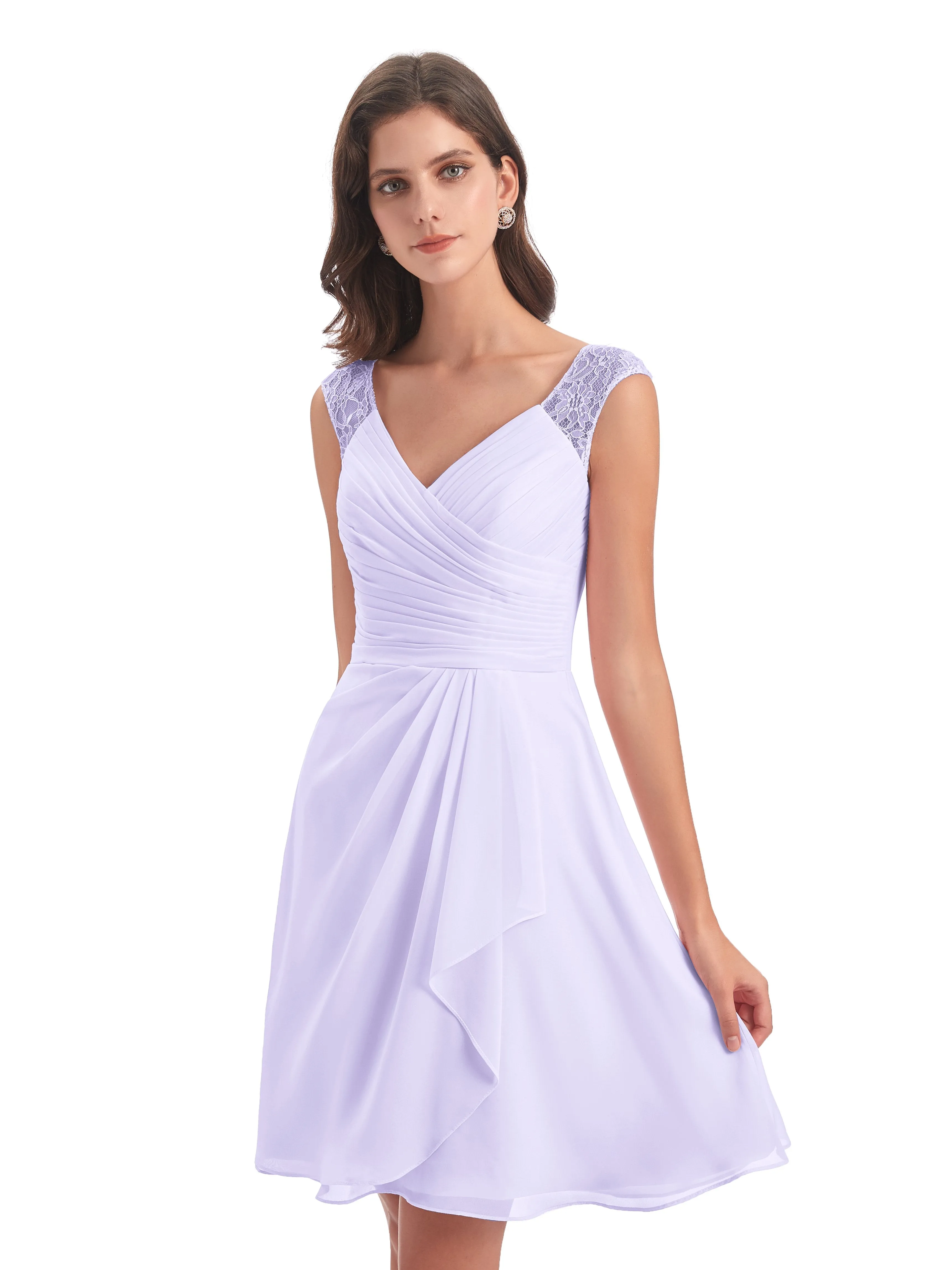 Lace/Chiffon A-line Short Bridesmaid Dresses