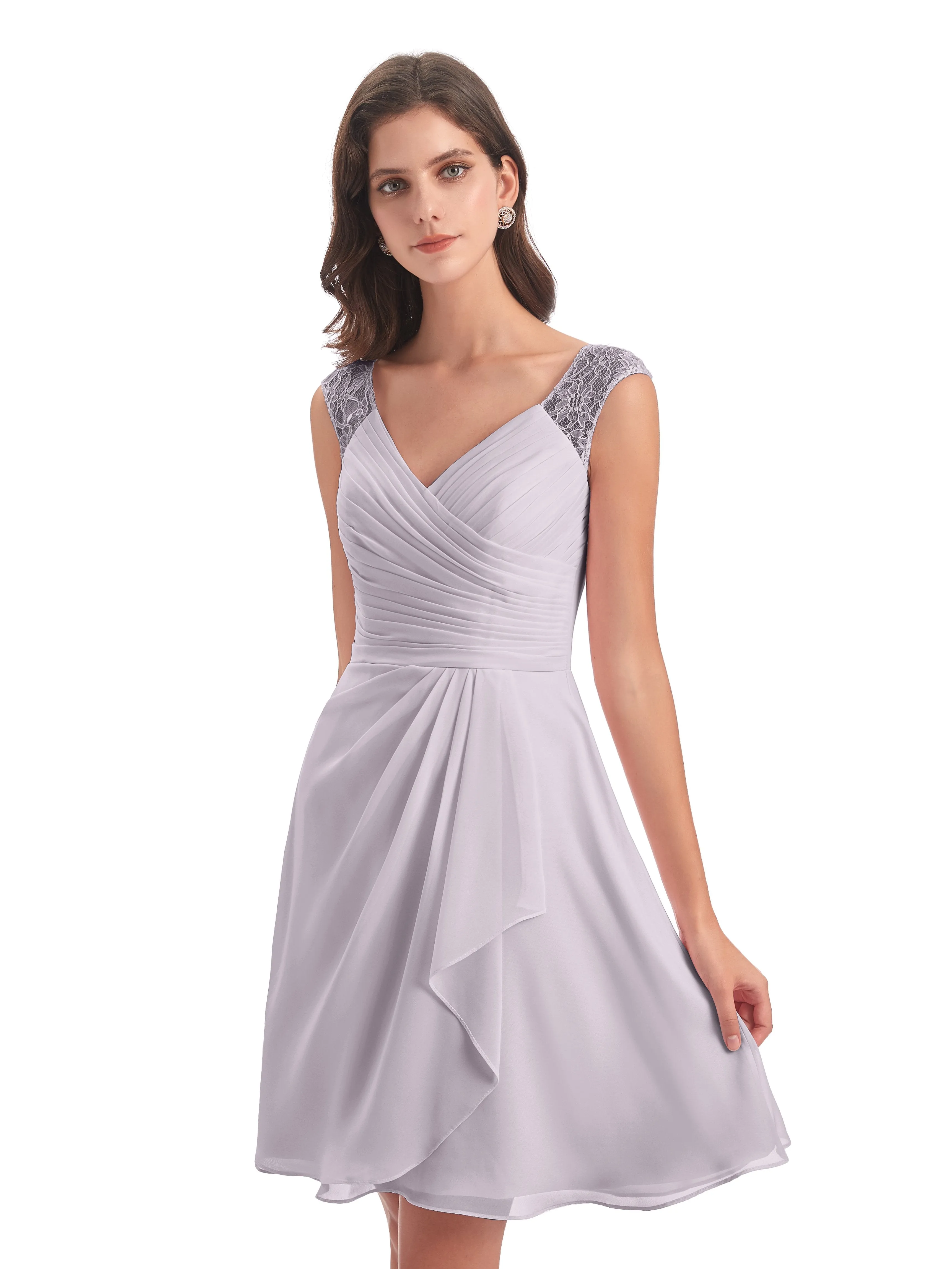 Lace/Chiffon A-line Short Bridesmaid Dresses