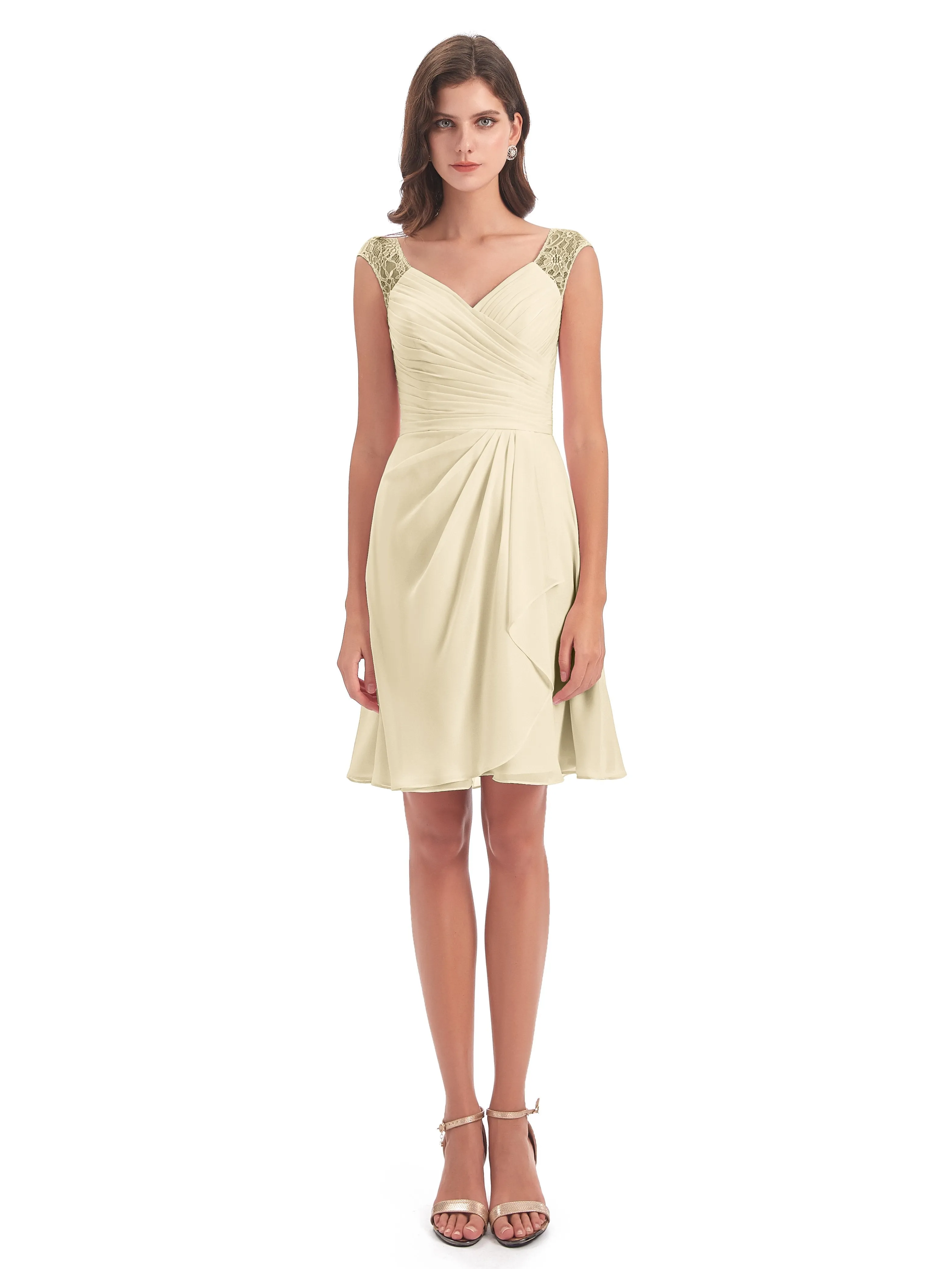 Lace/Chiffon A-line Short Bridesmaid Dresses