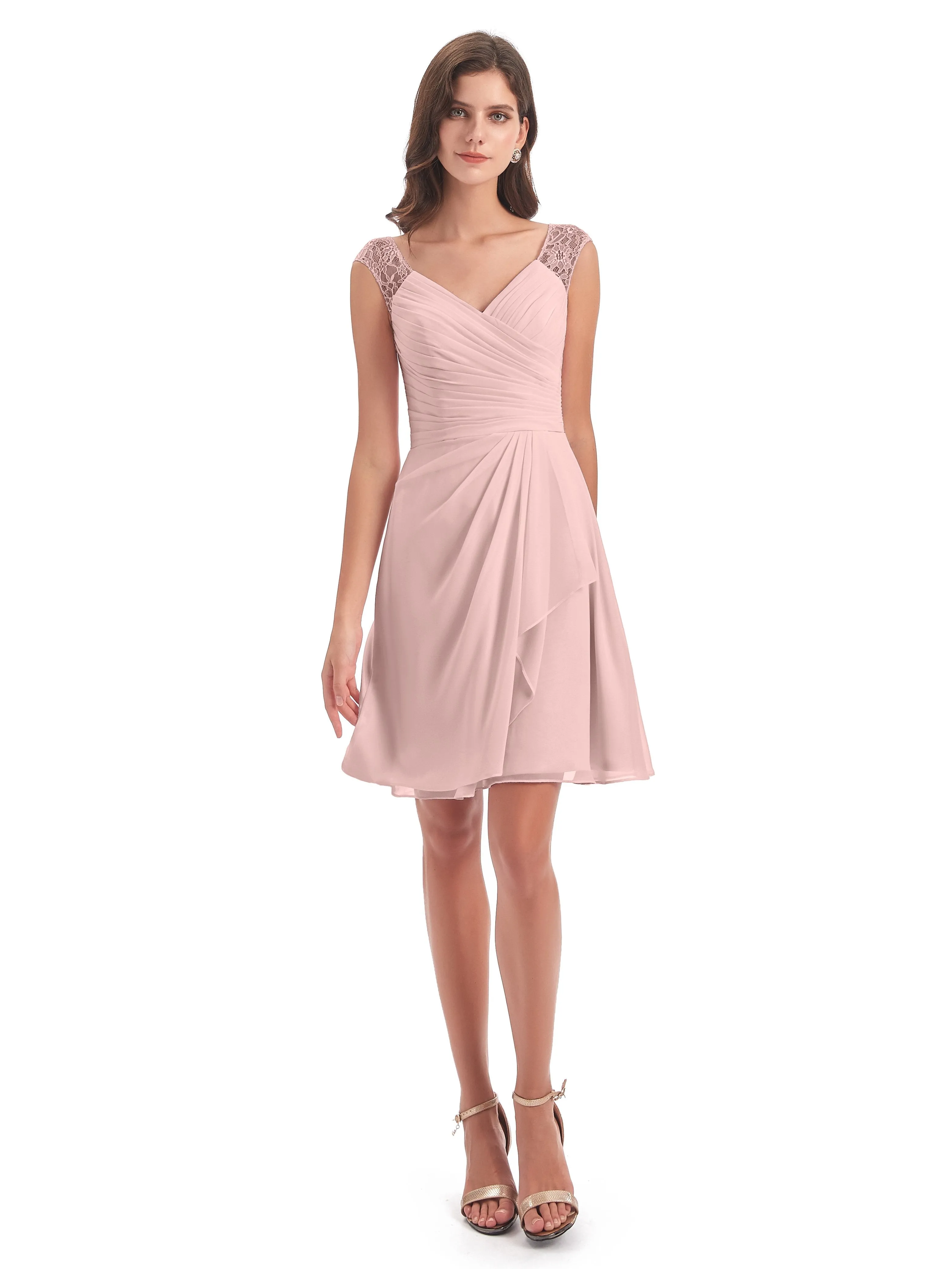 Lace/Chiffon A-line Short Bridesmaid Dresses