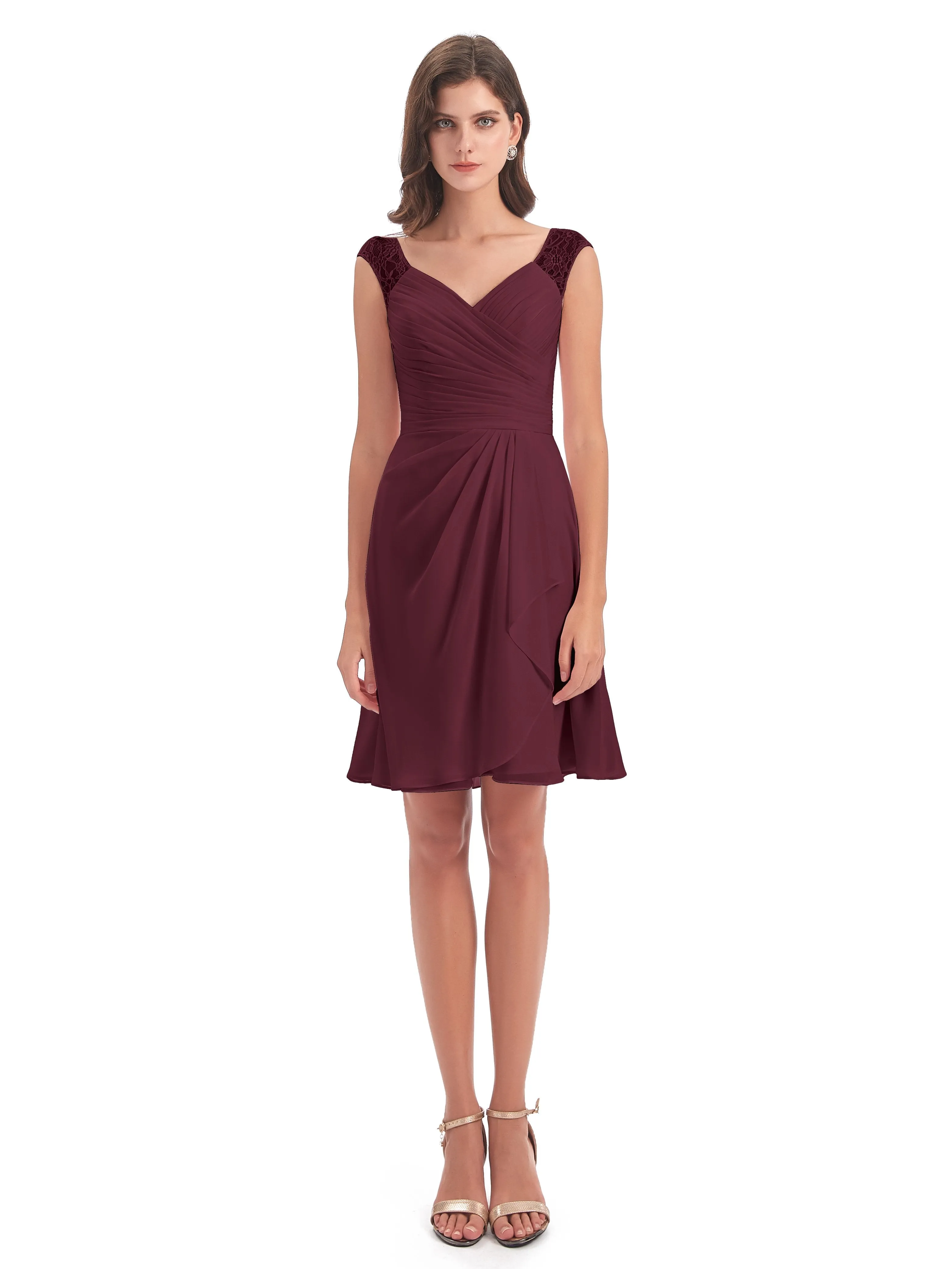 Lace/Chiffon A-line Short Bridesmaid Dresses