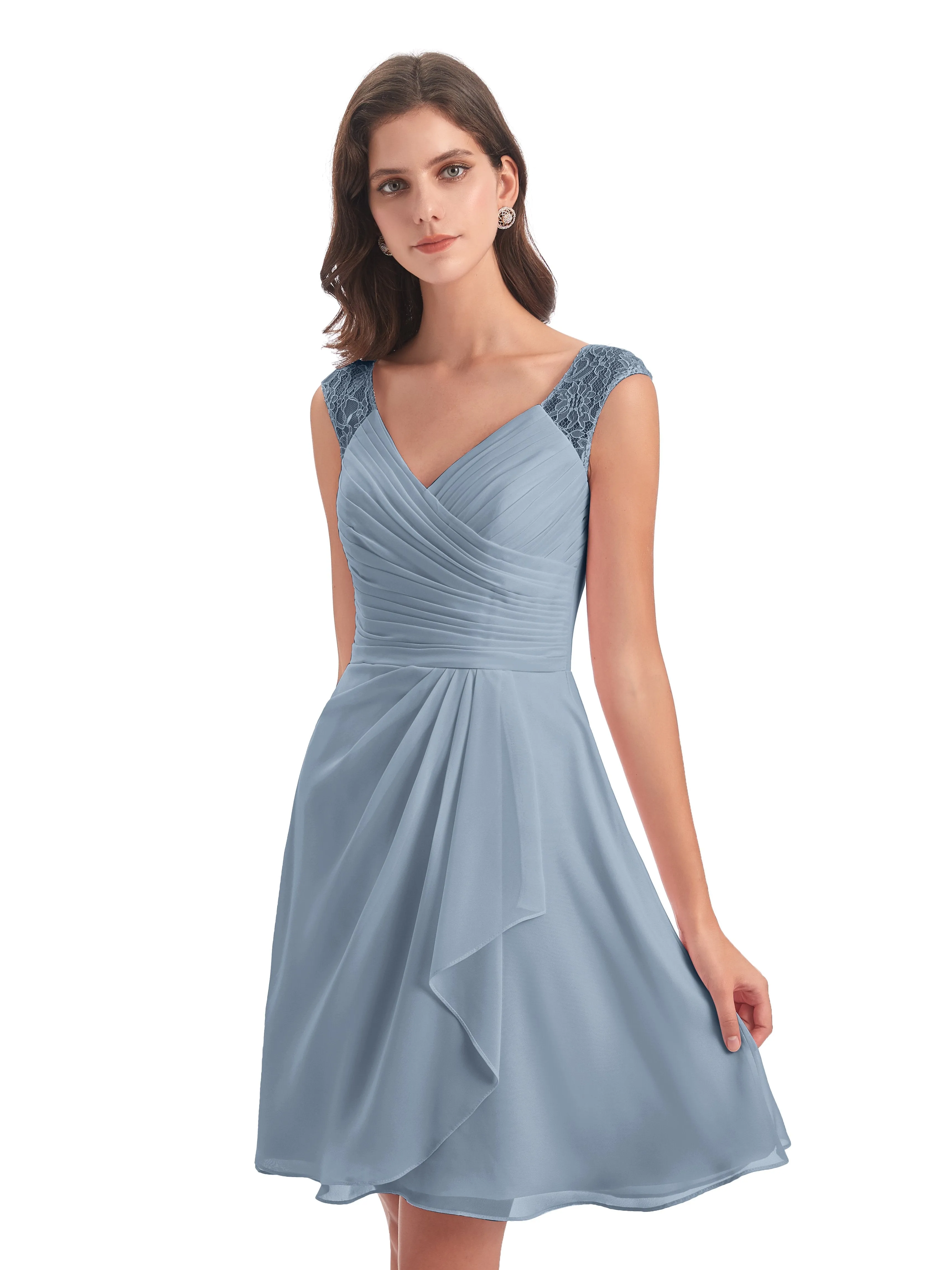 Lace/Chiffon A-line Short Bridesmaid Dresses