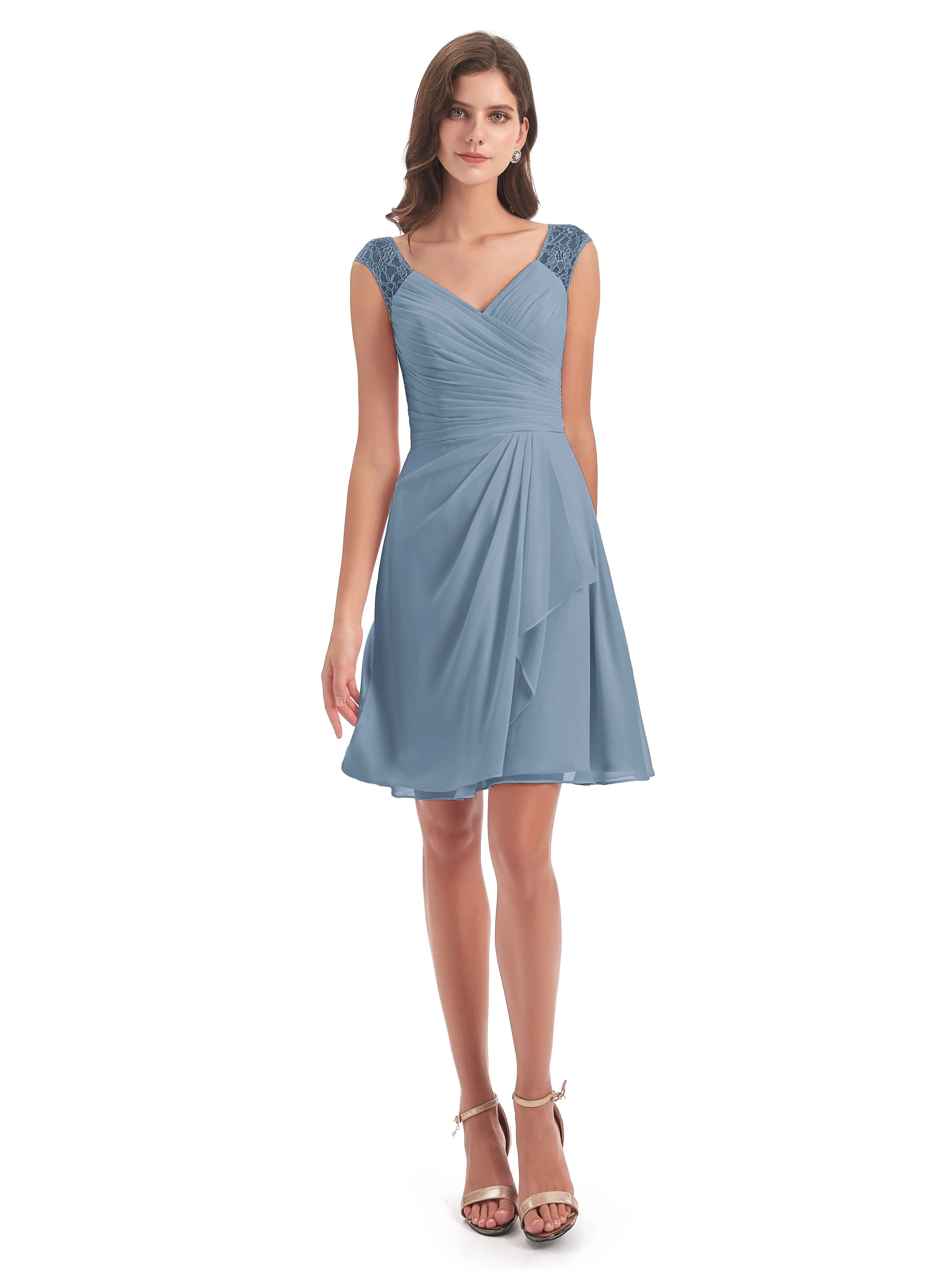 Lace/Chiffon A-line Short Bridesmaid Dresses