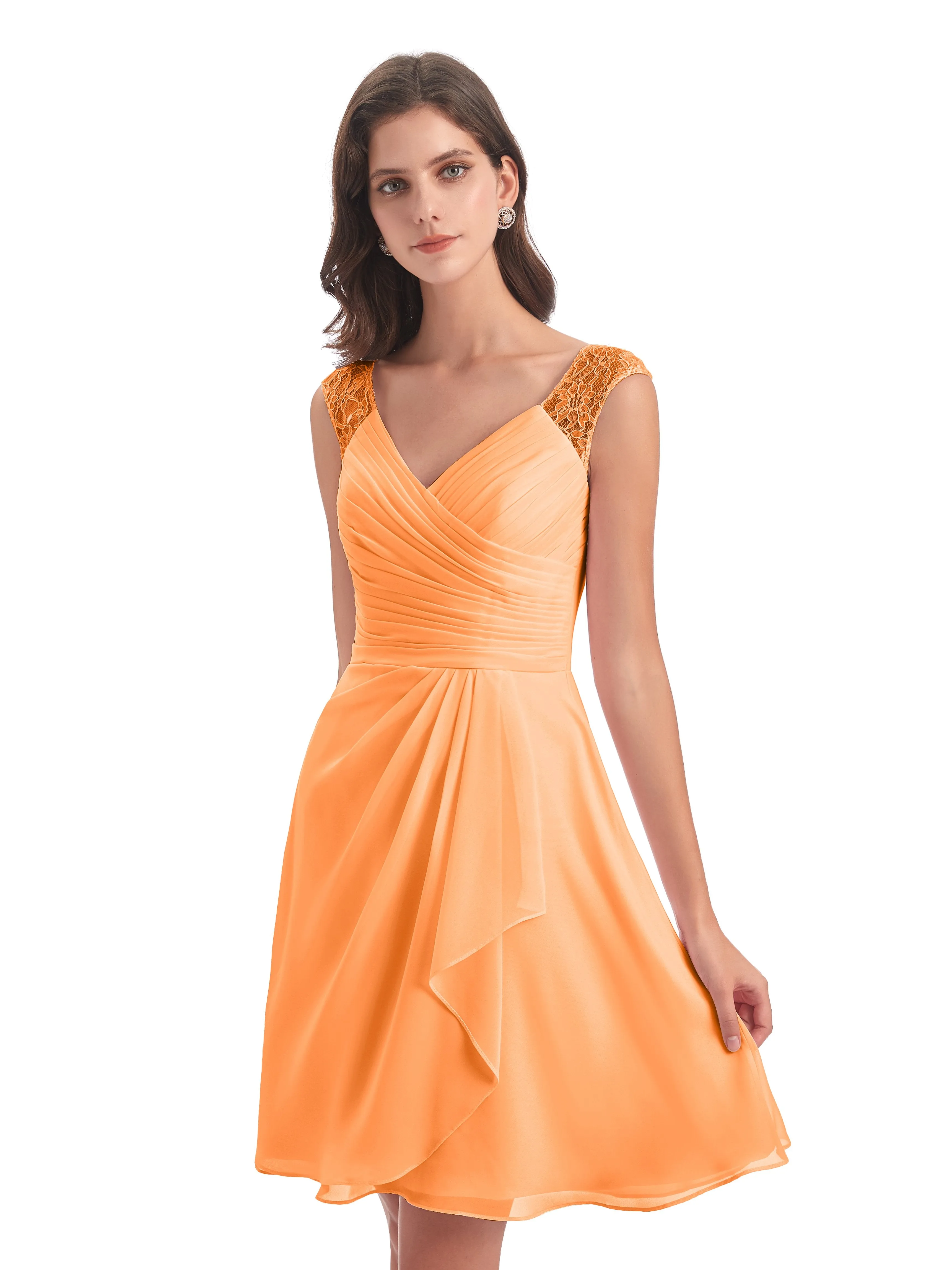 Lace/Chiffon A-line Short Bridesmaid Dresses