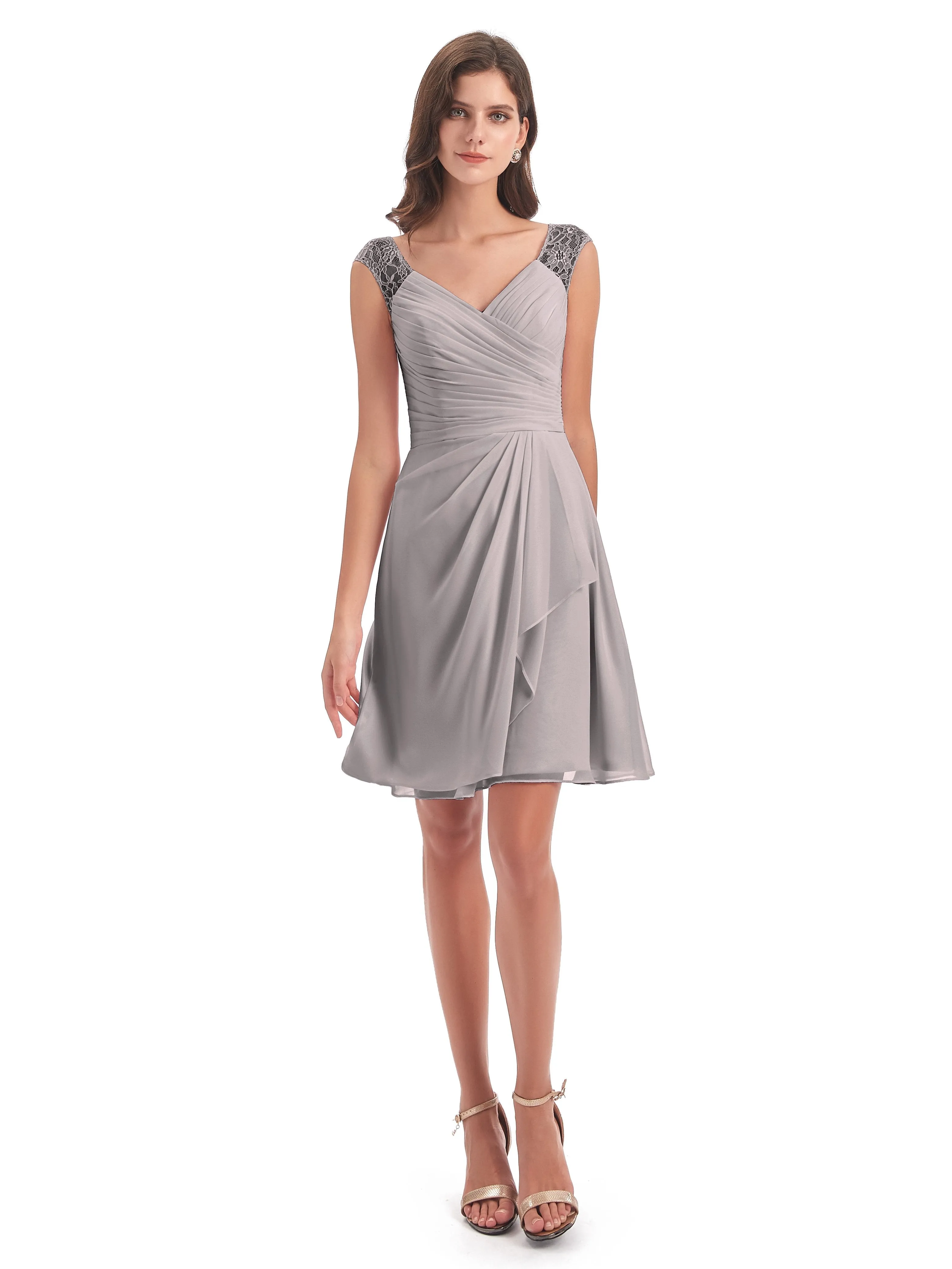 Lace/Chiffon A-line Short Bridesmaid Dresses