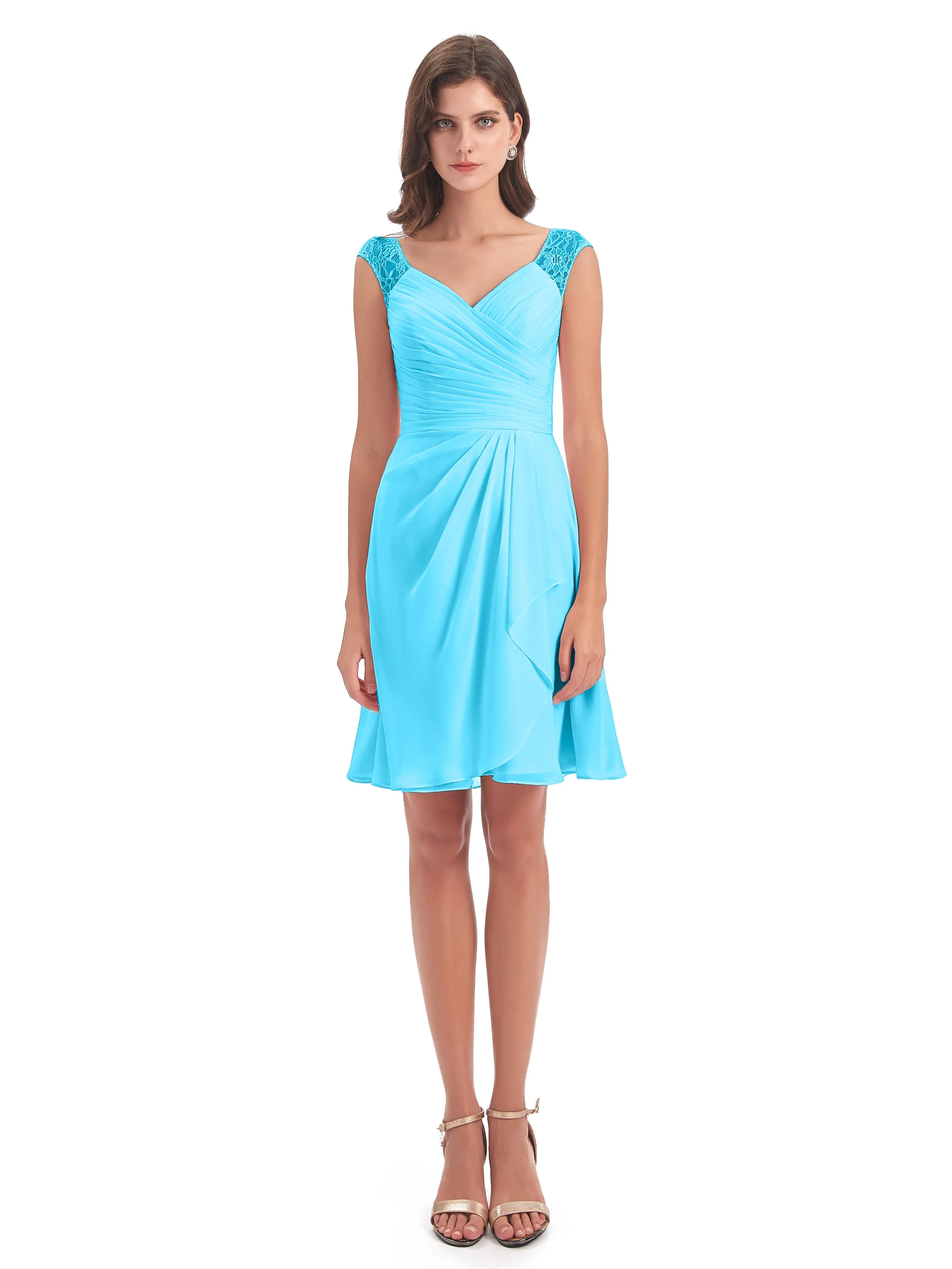 Lace/Chiffon A-line Short Bridesmaid Dresses