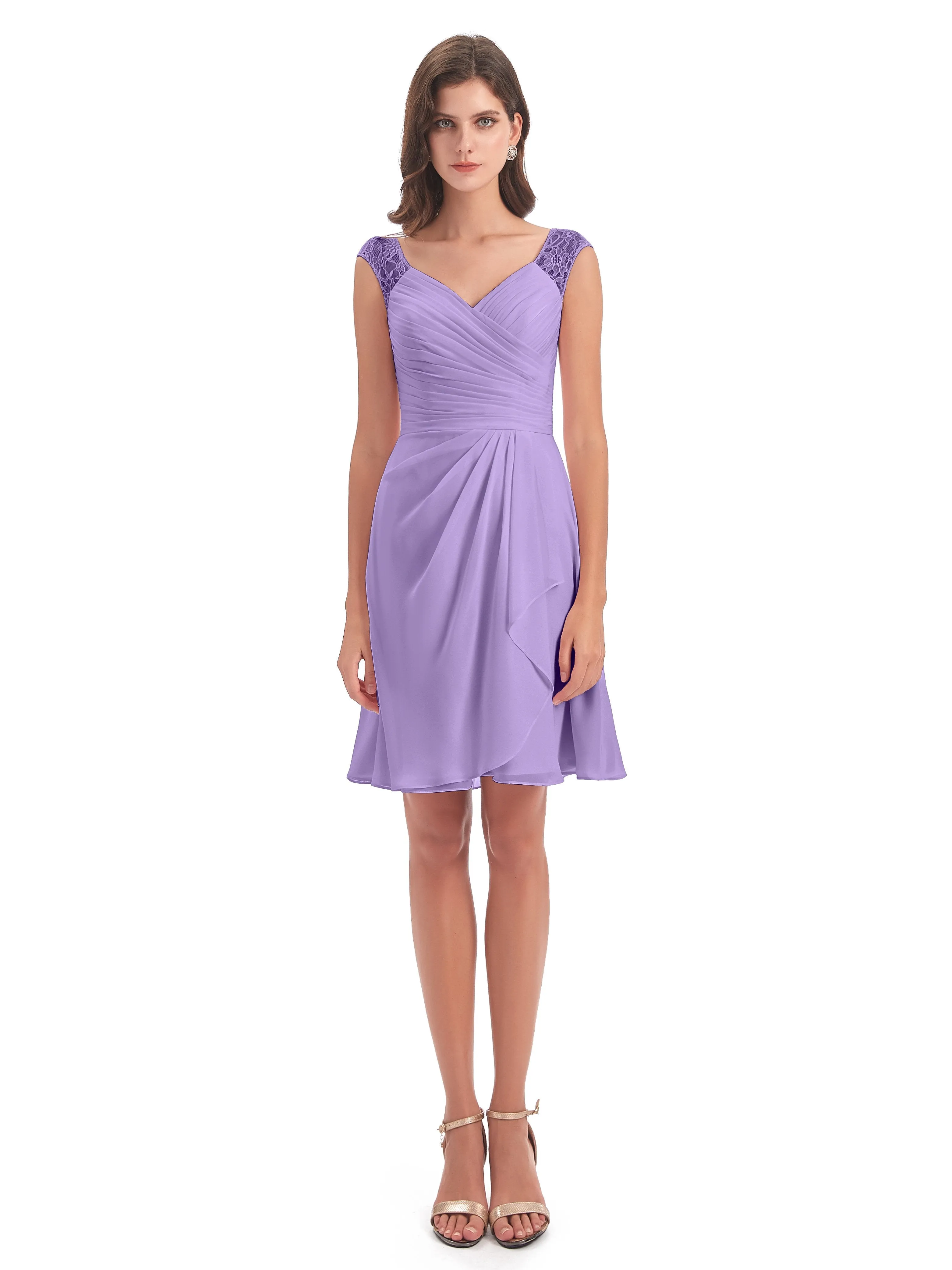 Lace/Chiffon A-line Short Bridesmaid Dresses