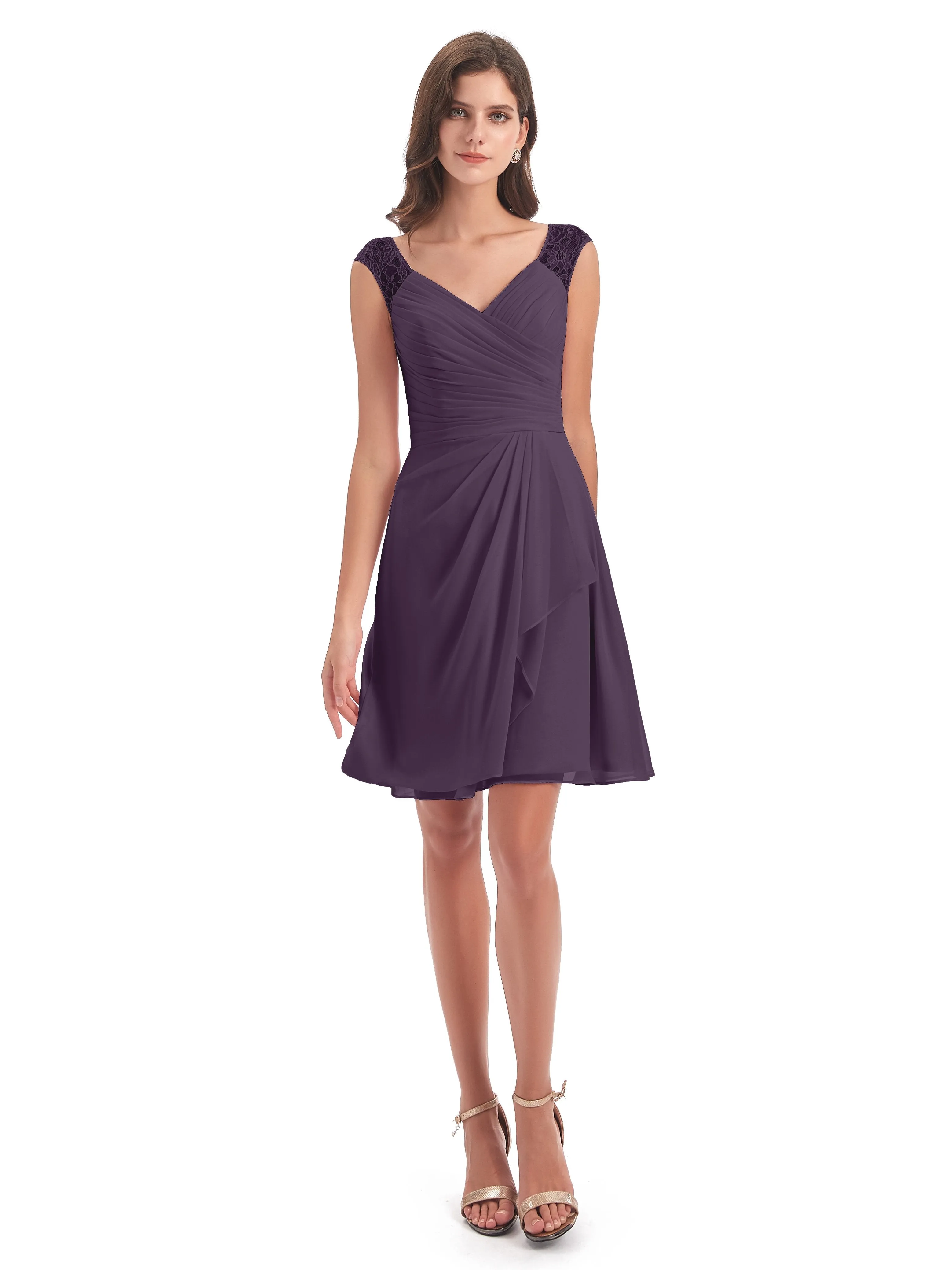 Lace/Chiffon A-line Short Bridesmaid Dresses