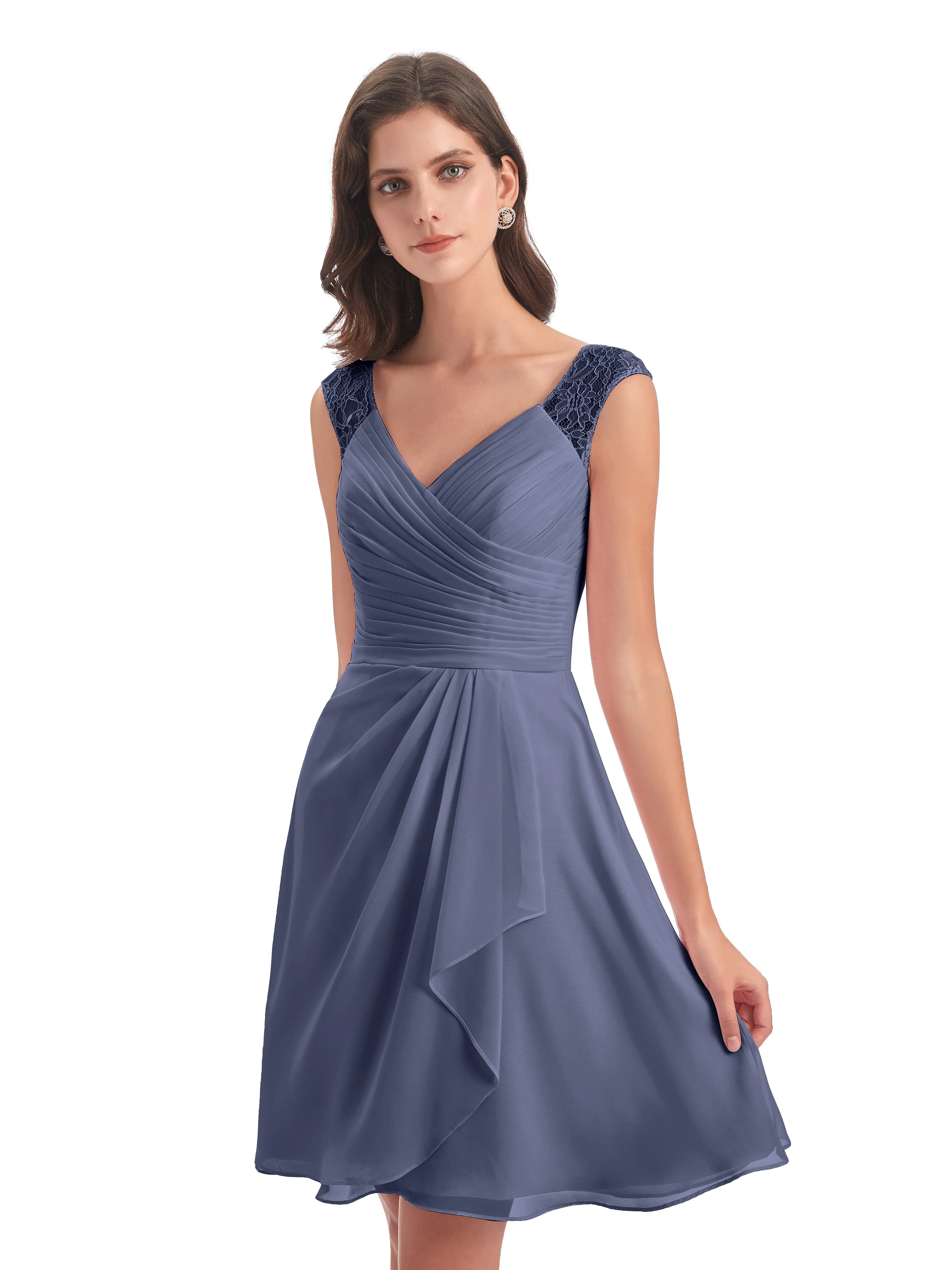 Lace/Chiffon A-line Short Bridesmaid Dresses