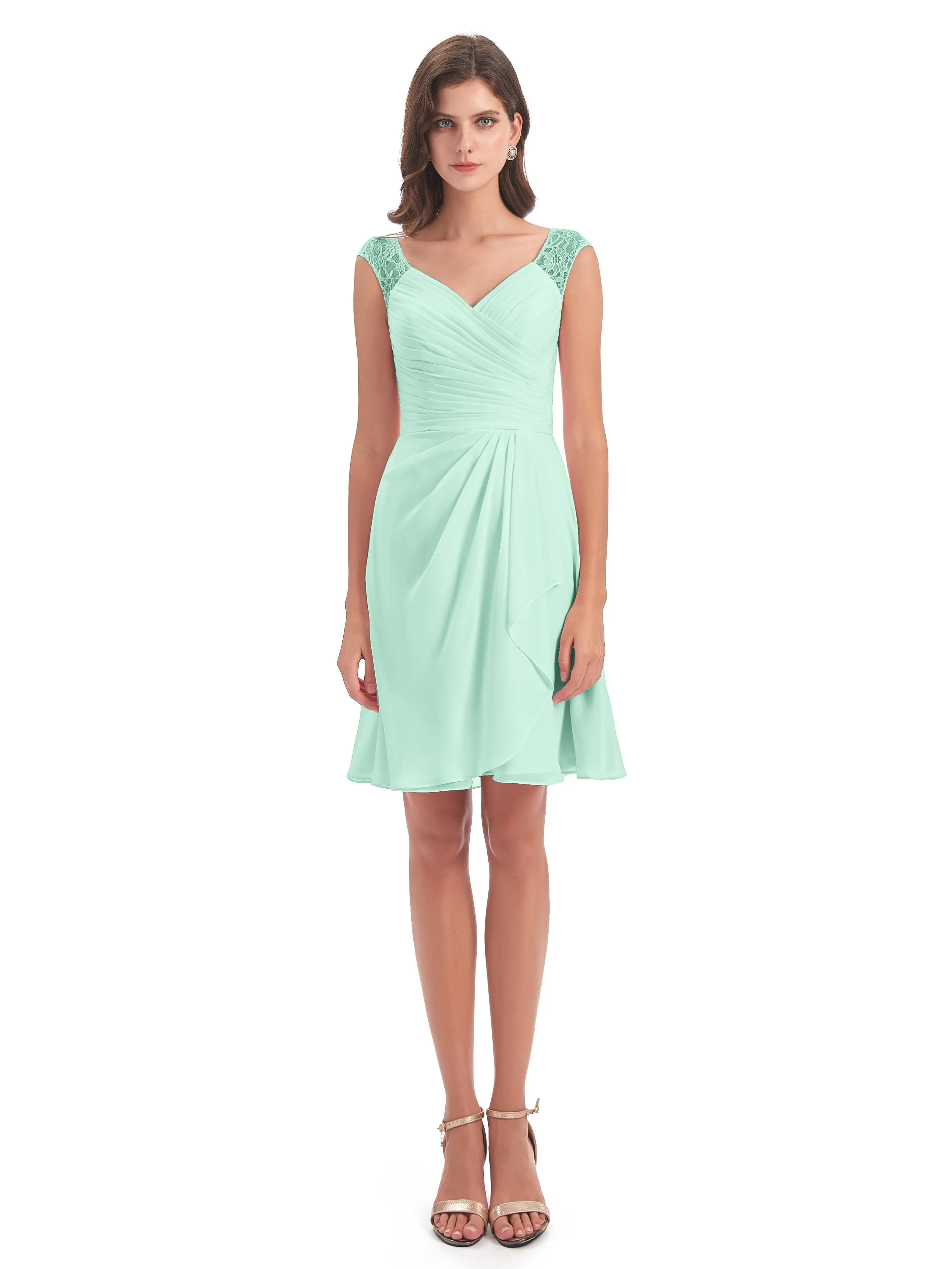 Lace/Chiffon A-line Short Bridesmaid Dresses