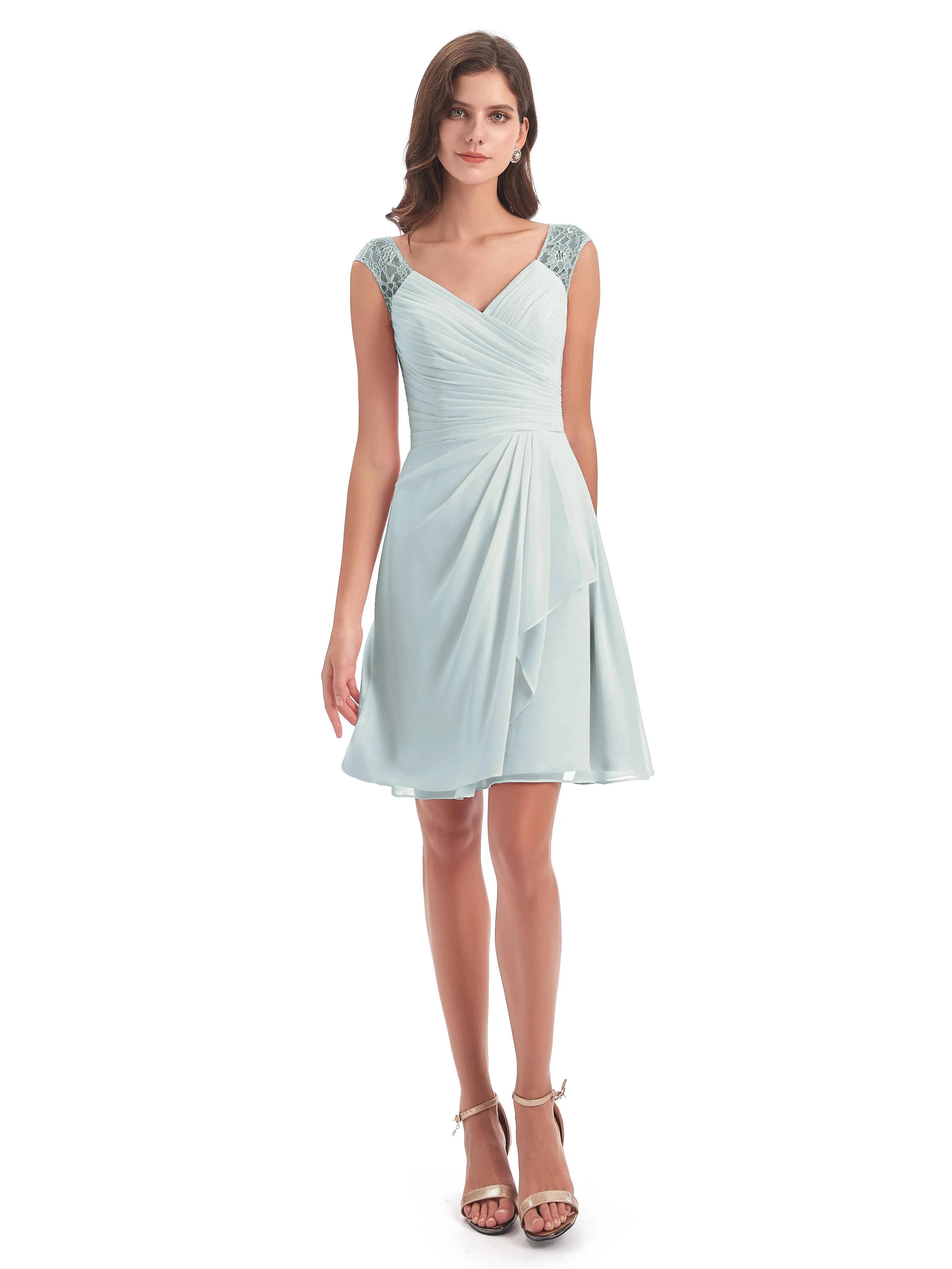 Lace/Chiffon A-line Short Bridesmaid Dresses