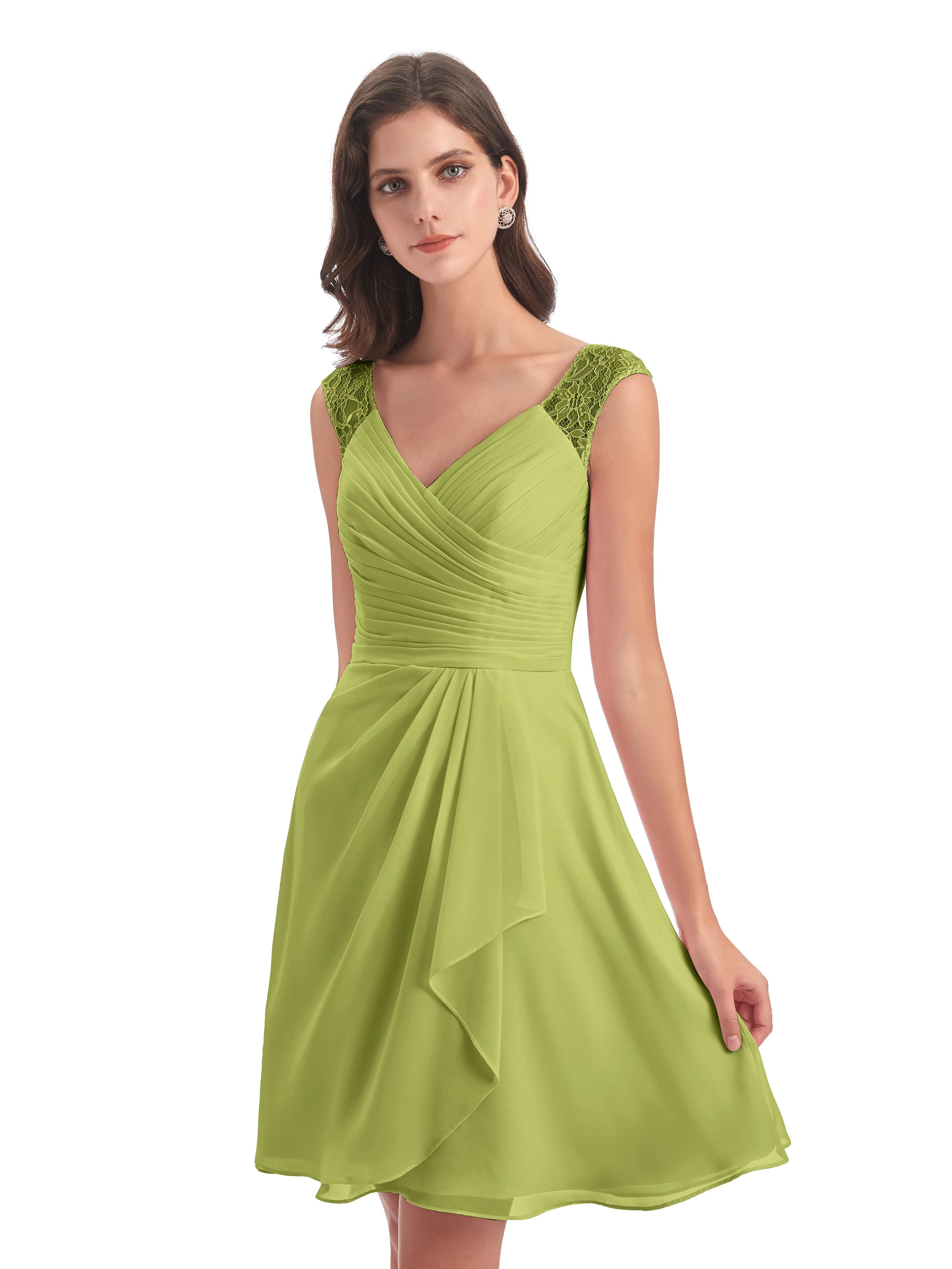 Lace/Chiffon A-line Short Bridesmaid Dresses