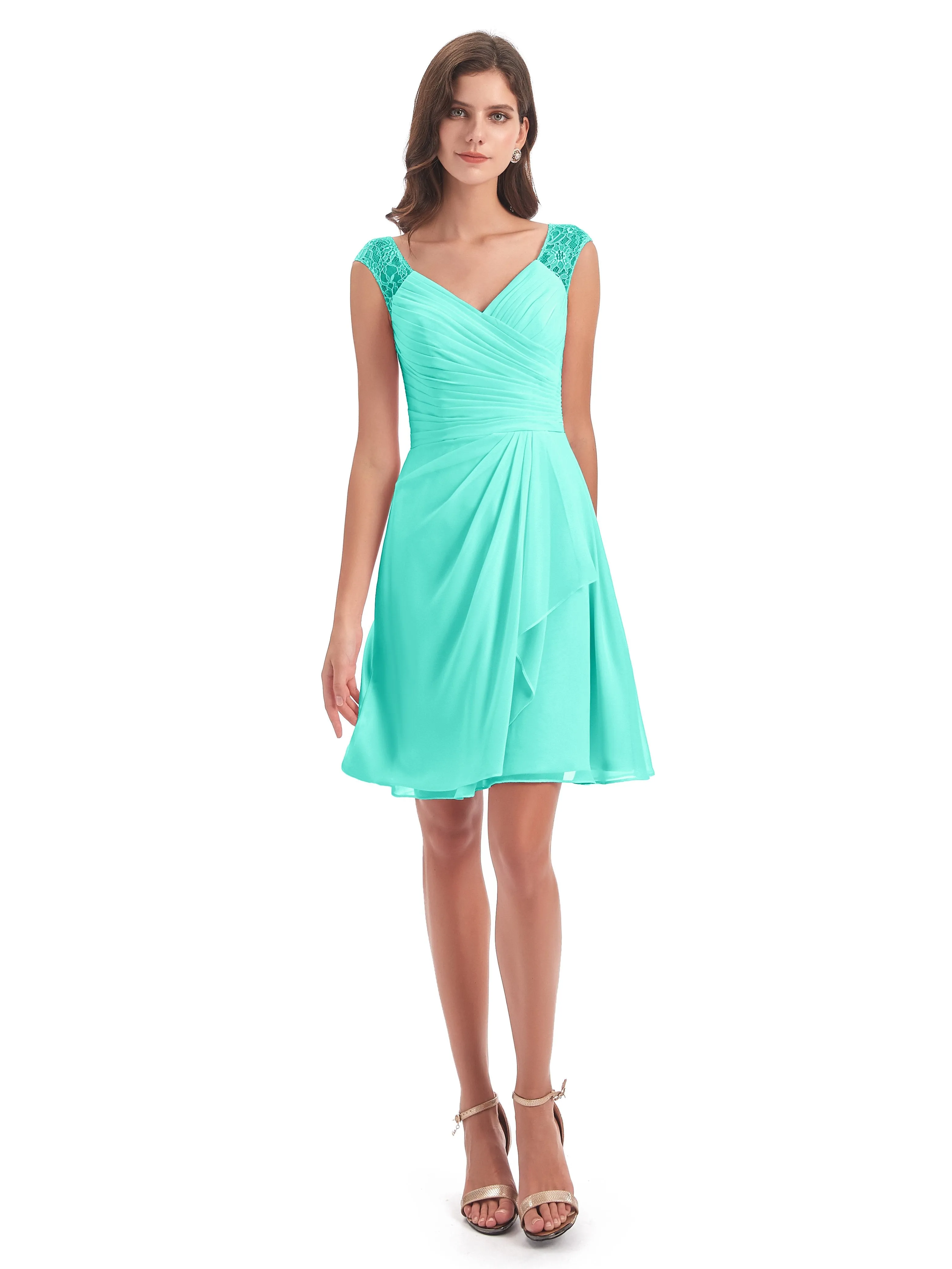 Lace/Chiffon A-line Short Bridesmaid Dresses