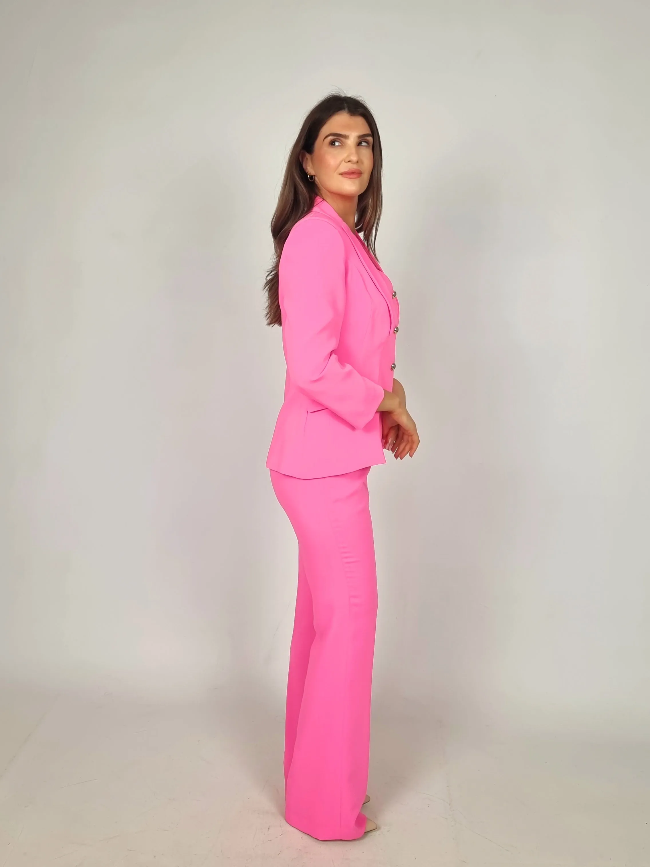 Laura Bernal Shocking Pink Two Piece Trouser Combination