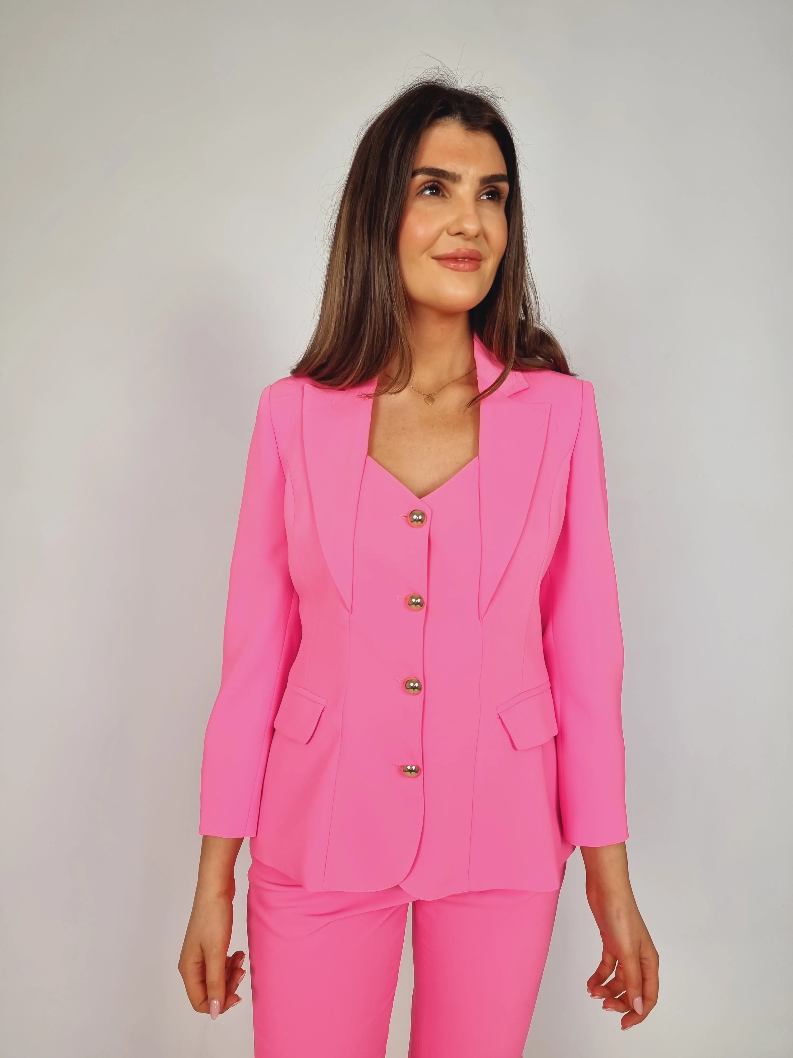 Laura Bernal Shocking Pink Two Piece Trouser Combination