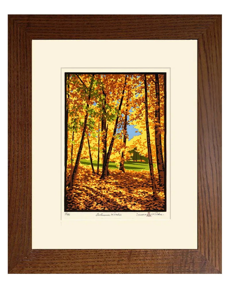 Laura Wilder Autumn Woods Limited Edition Framed Matted Block Print