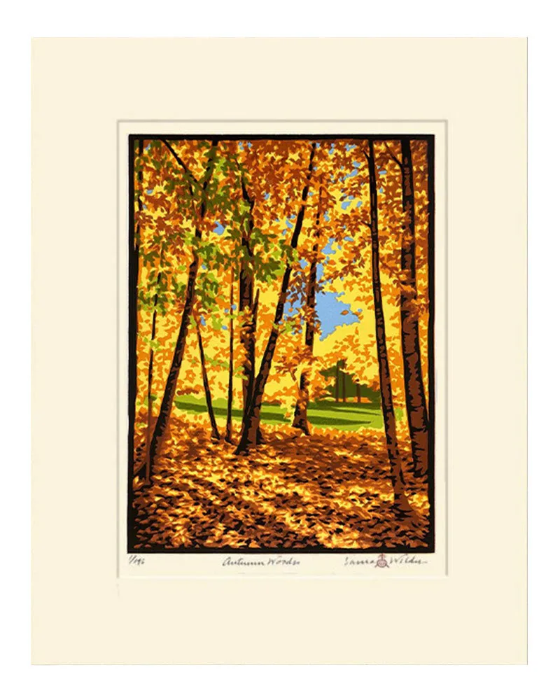 Laura Wilder Autumn Woods Limited Edition Matted Block Print