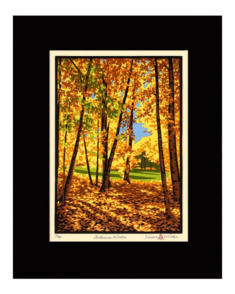 Laura Wilder Autumn Woods Limited Edition Matted Block Print