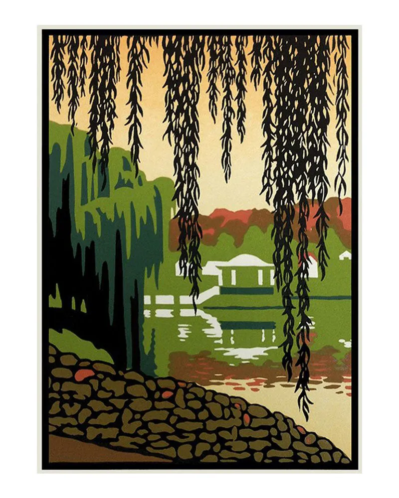 Laura Wilder Hiawatha Lake Limited Edition Framed Matted Block Print