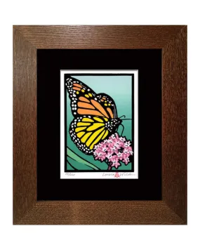 Laura Wilder Monarch & Milkweed Limited Edition Framed Matted Block Print