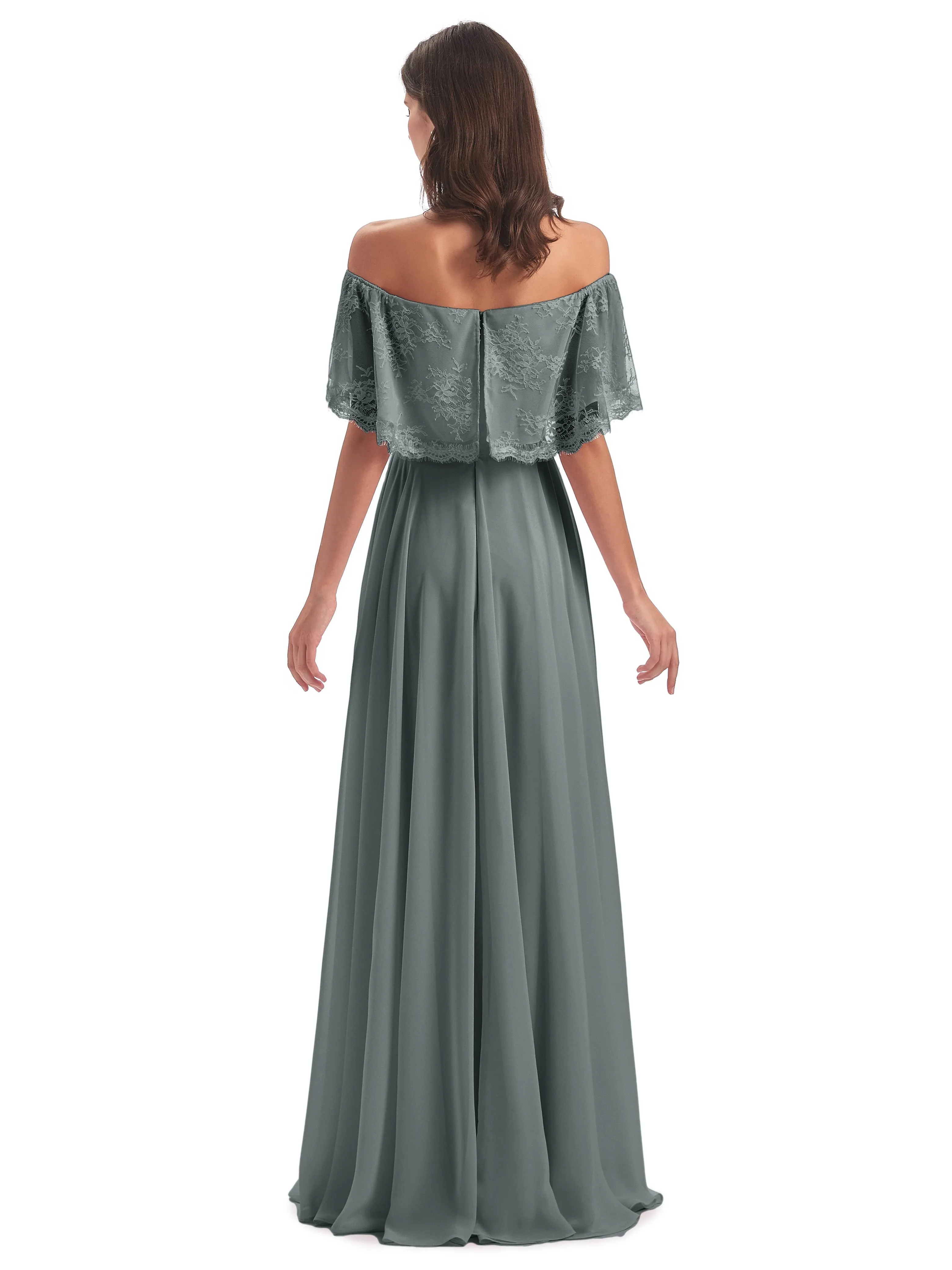 Layla Off The Shoulder Long Fashion Lace/Chiffon Bridesmaid Dresses