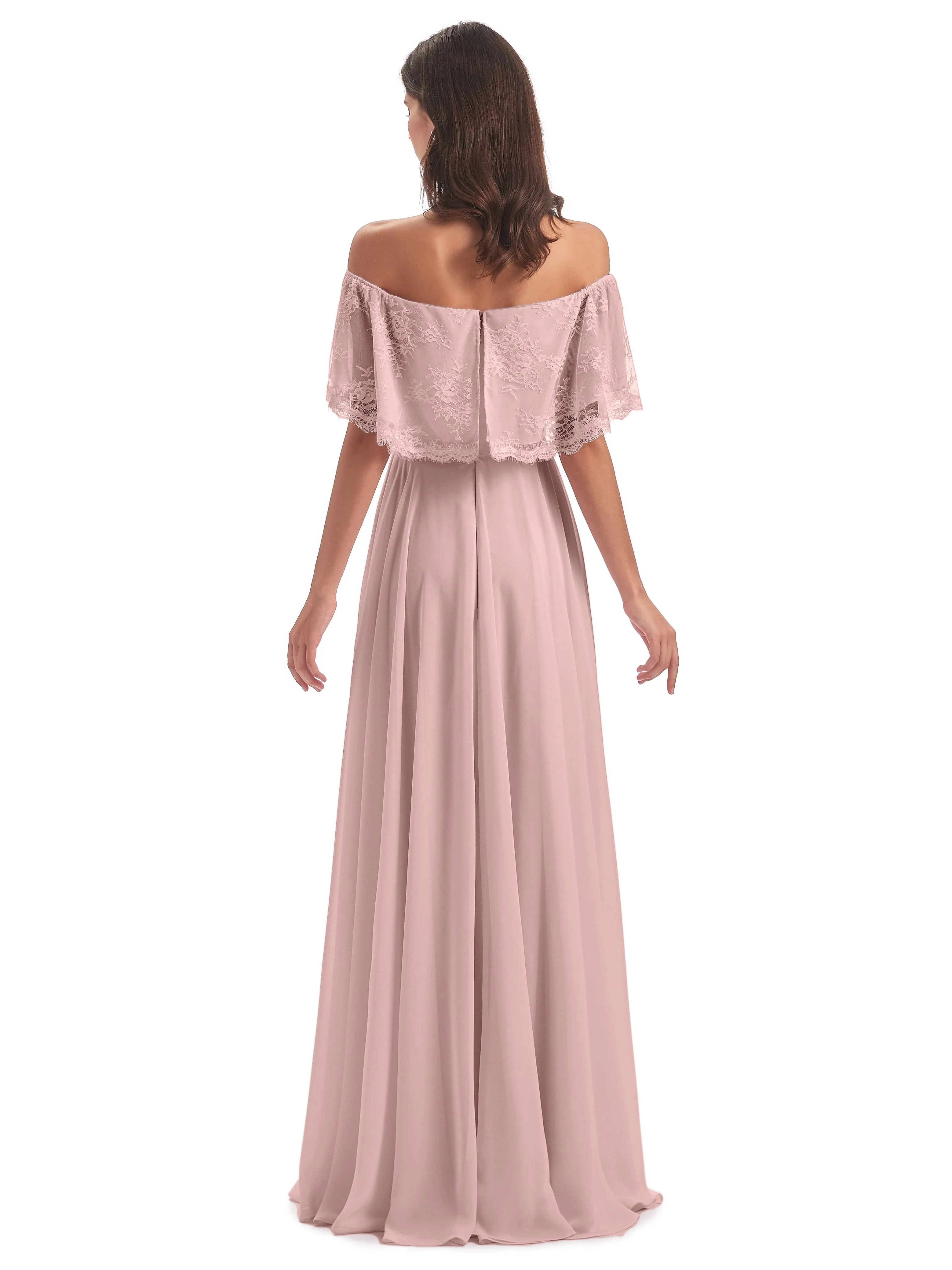 Layla Off The Shoulder Long Fashion Lace/Chiffon Bridesmaid Dresses