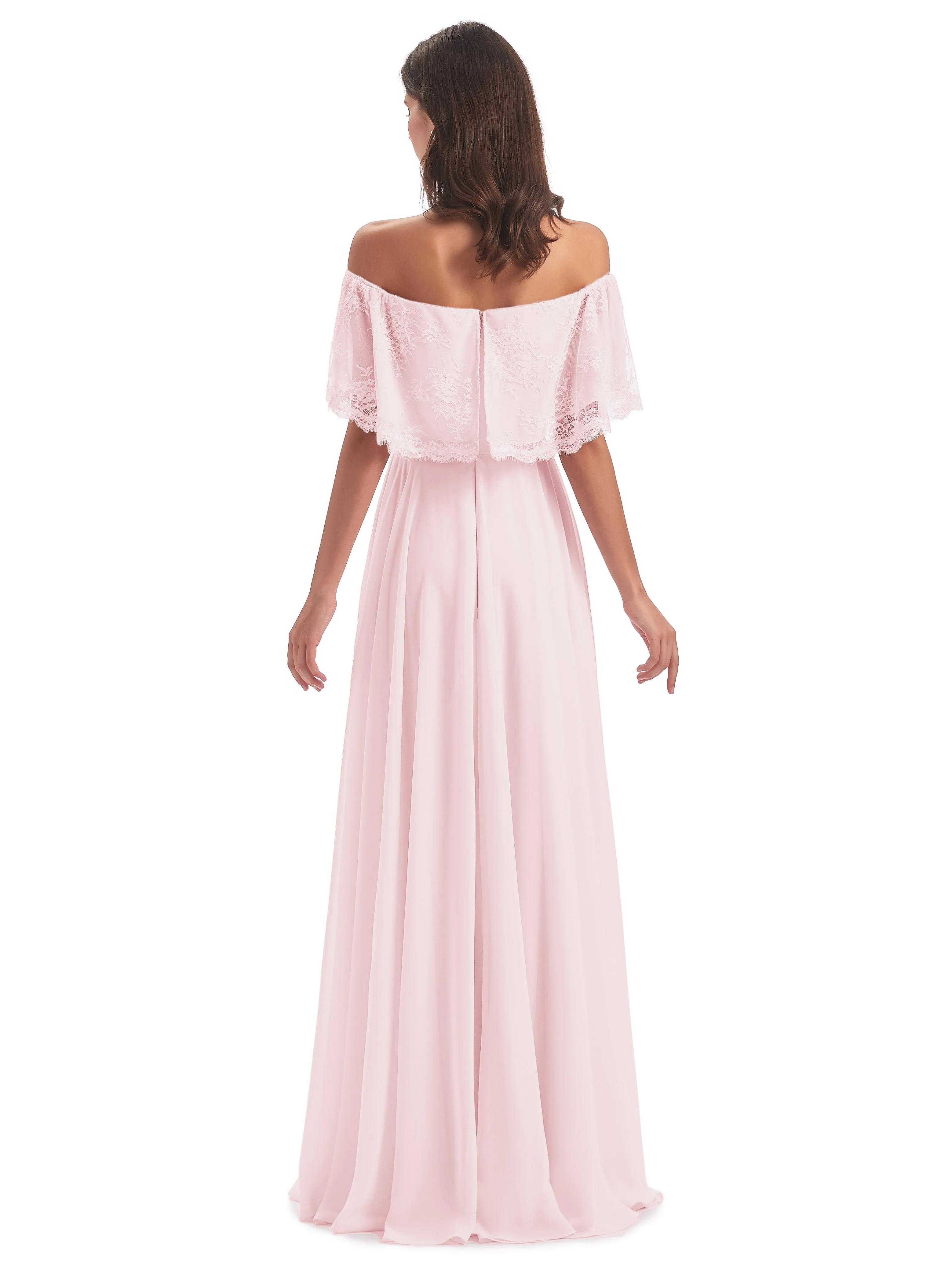 Layla Off The Shoulder Long Fashion Lace/Chiffon Bridesmaid Dresses