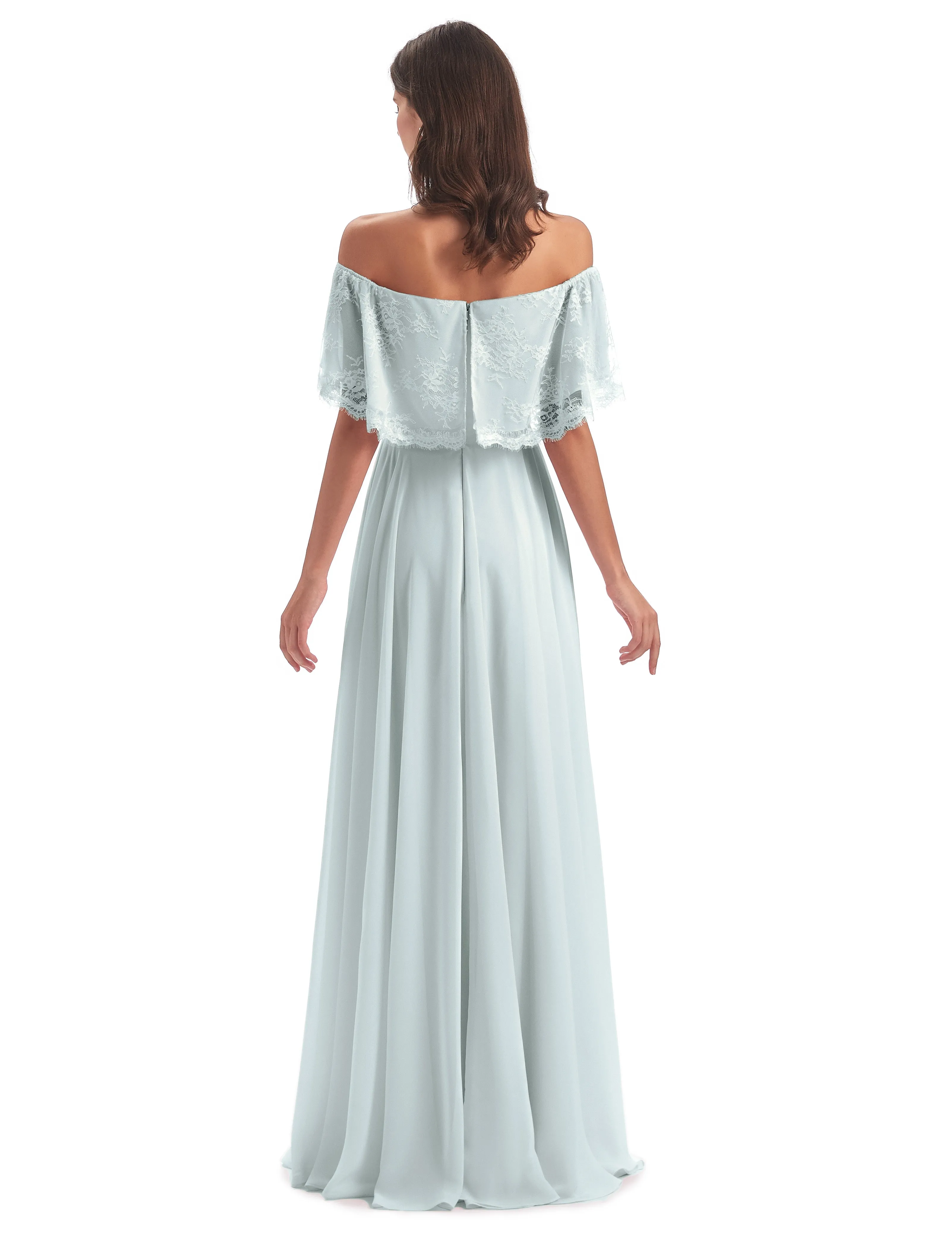 Layla Off The Shoulder Long Fashion Lace/Chiffon Bridesmaid Dresses