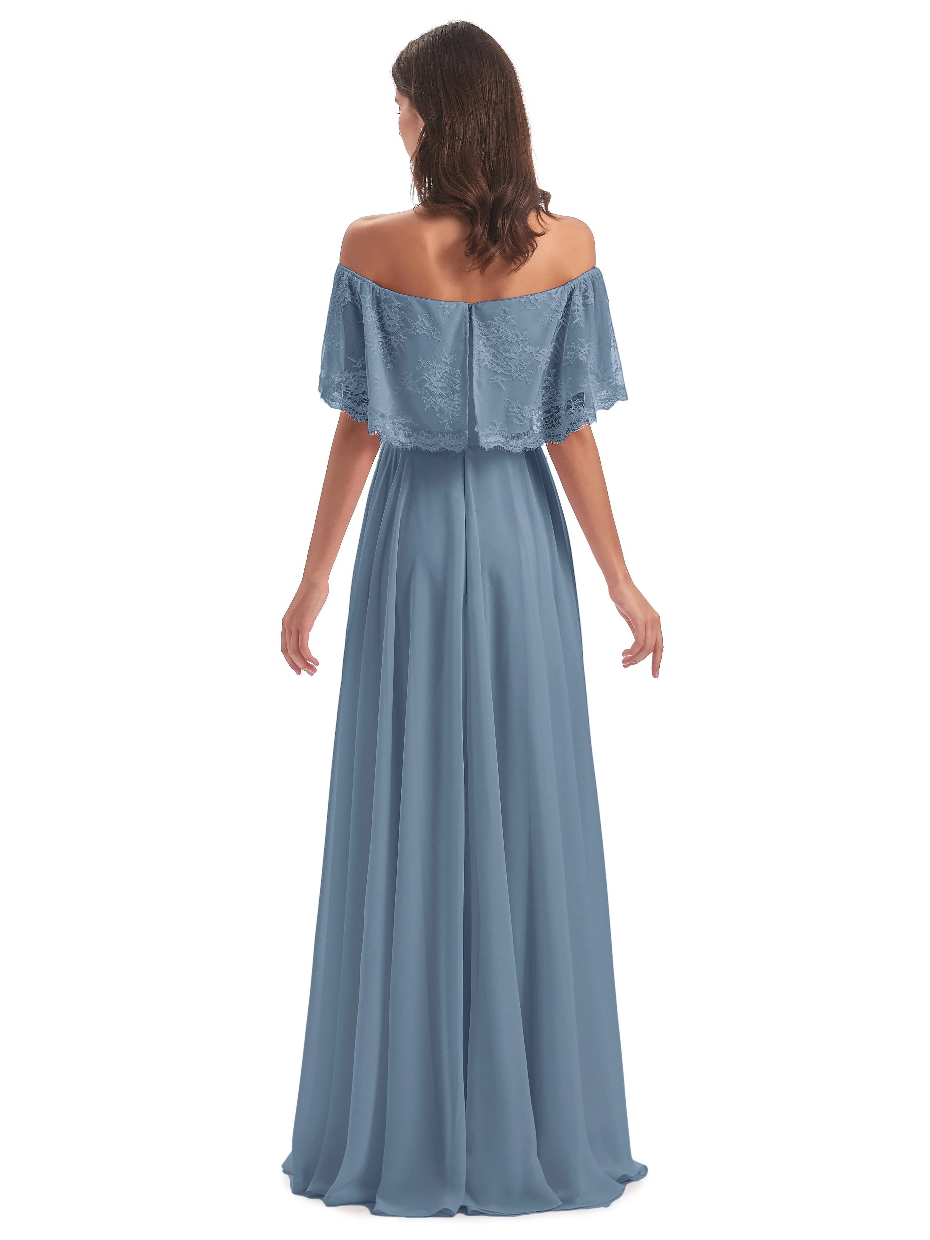 Layla Off The Shoulder Long Fashion Lace/Chiffon Bridesmaid Dresses