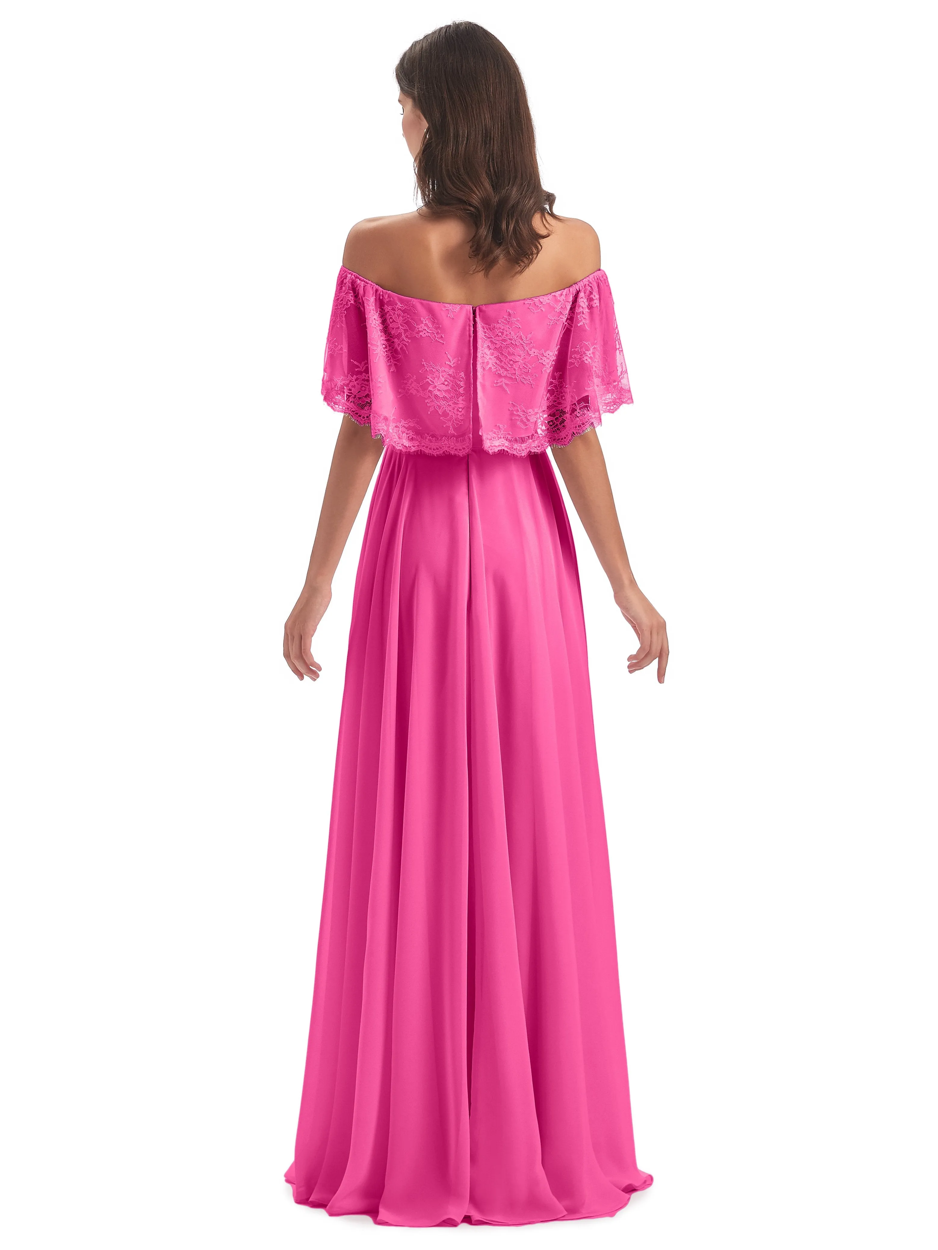 Layla Off The Shoulder Long Fashion Lace/Chiffon Bridesmaid Dresses