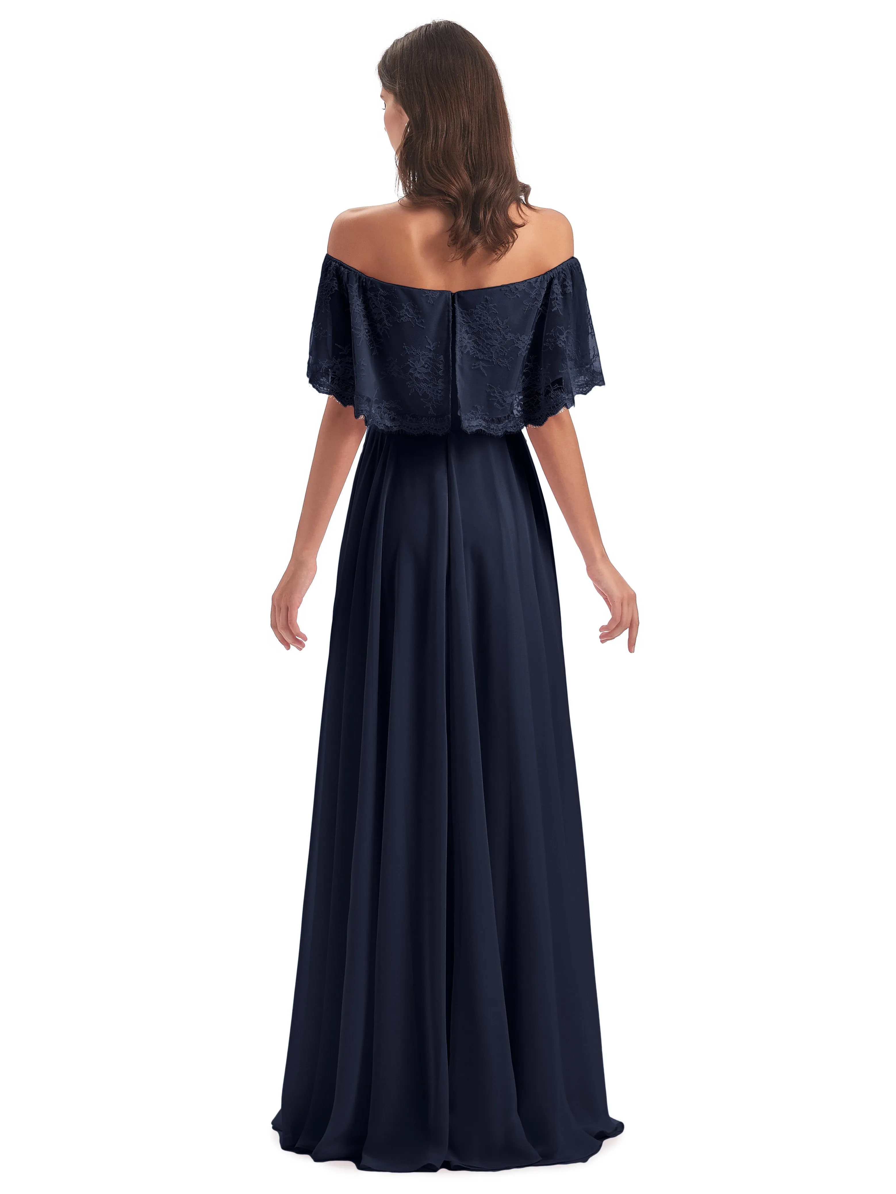 Layla Off The Shoulder Long Fashion Lace/Chiffon Bridesmaid Dresses