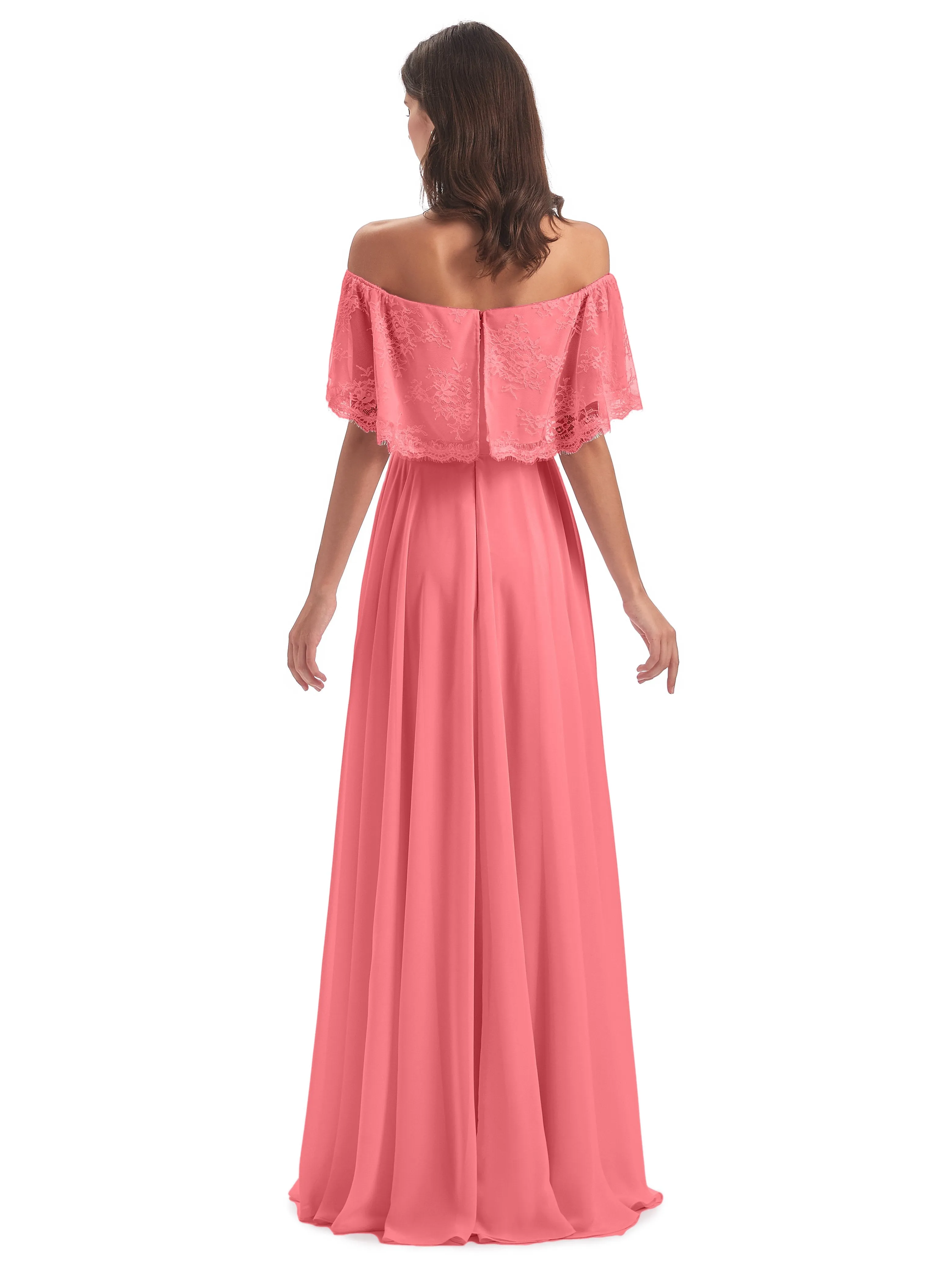 Layla Off The Shoulder Long Fashion Lace/Chiffon Bridesmaid Dresses