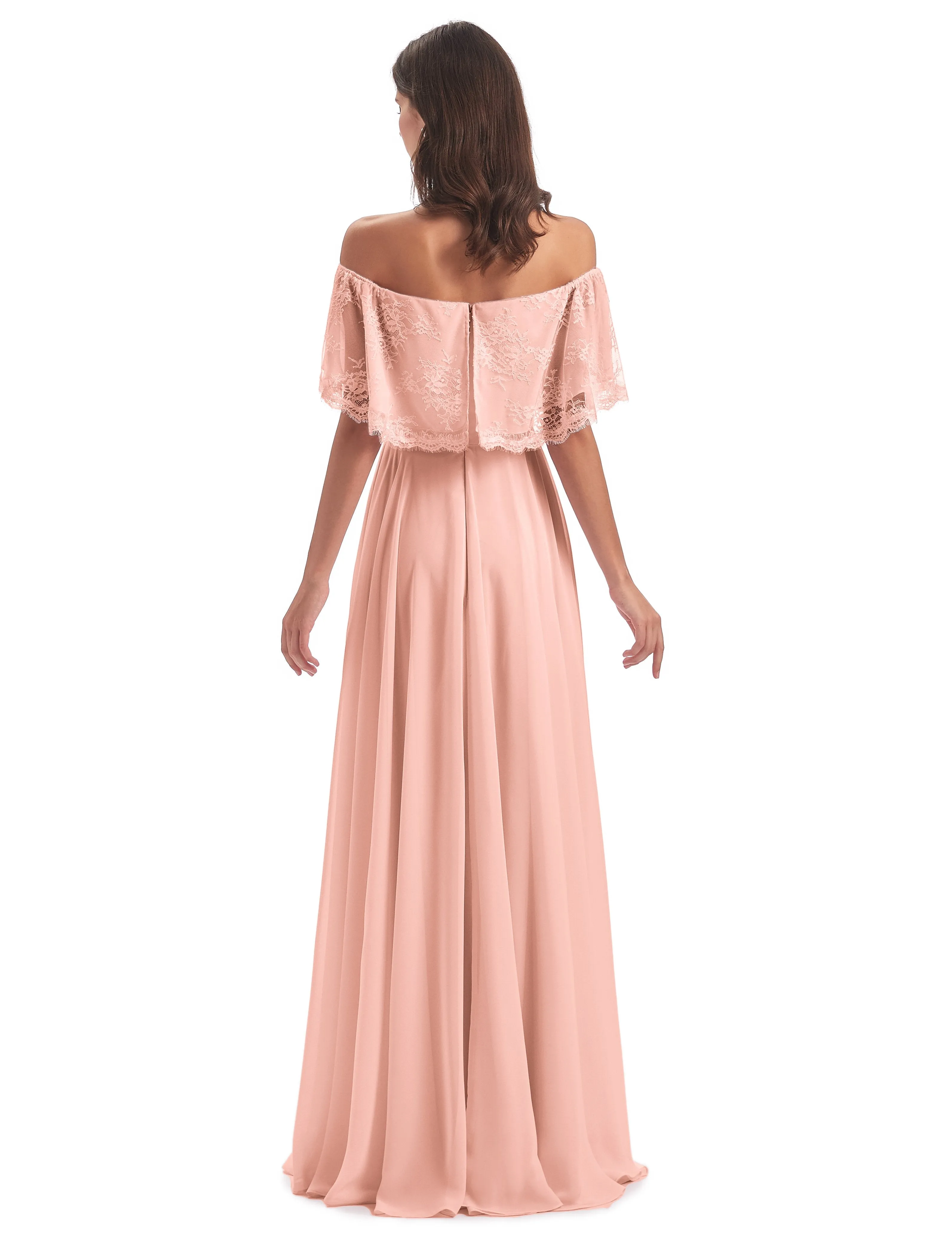 Layla Off The Shoulder Long Fashion Lace/Chiffon Bridesmaid Dresses