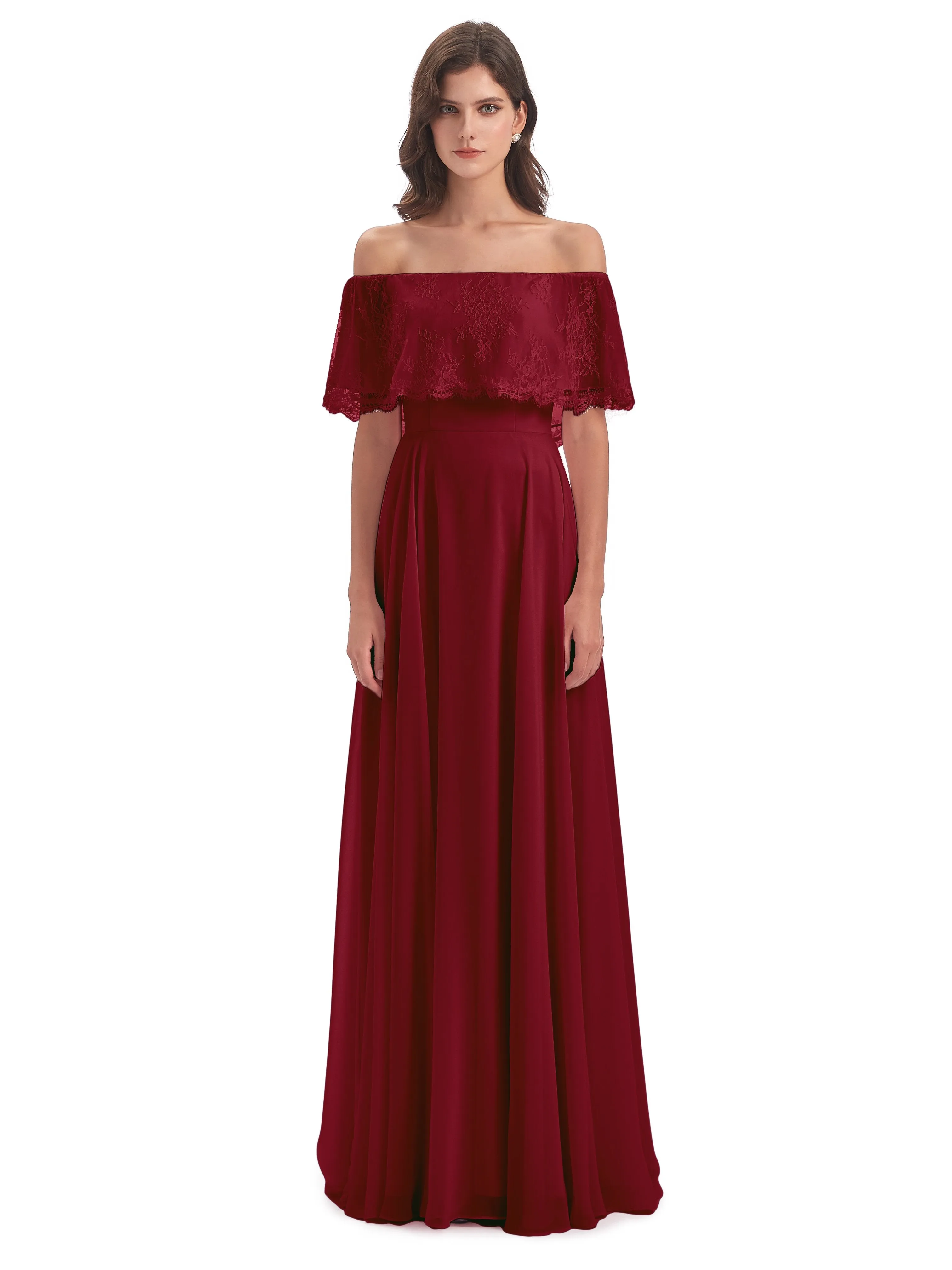 Layla Off The Shoulder Long Fashion Lace/Chiffon Bridesmaid Dresses