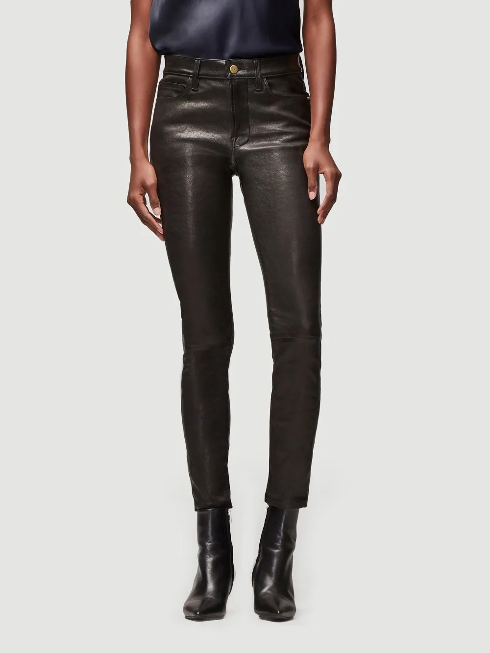 Le High Leather Skinny -- Washed Black