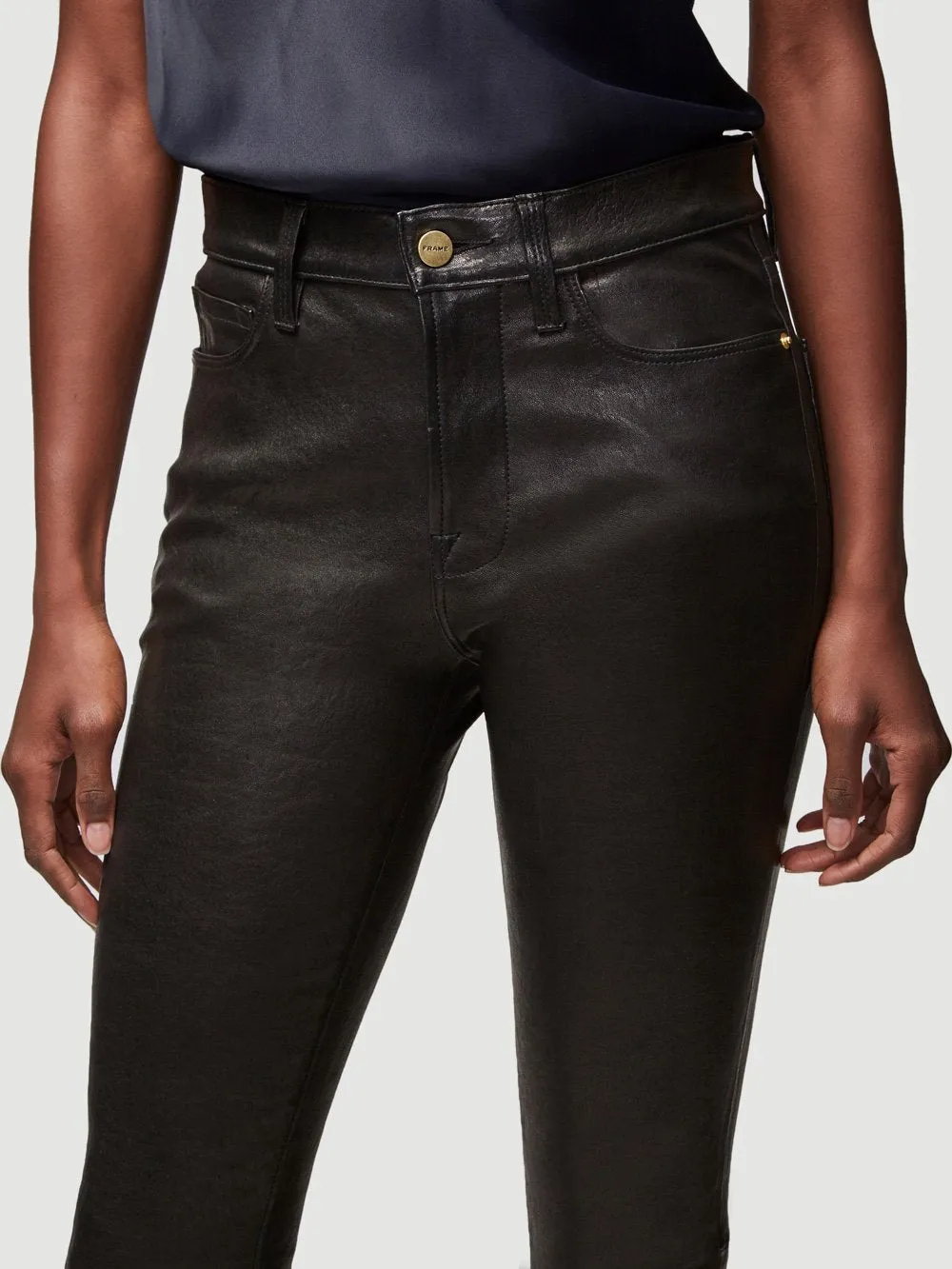 Le High Leather Skinny -- Washed Black