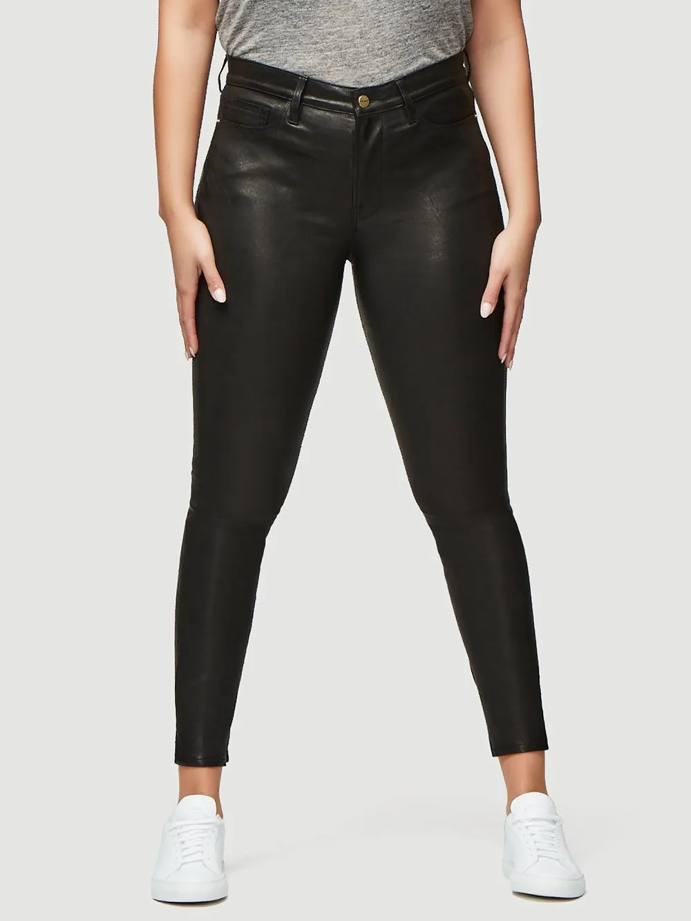 Le High Leather Skinny -- Washed Black