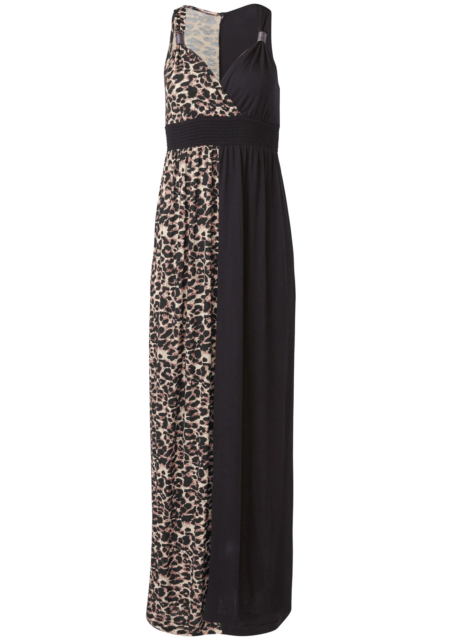 Leopard Detail Maxi Dress - Black Multi