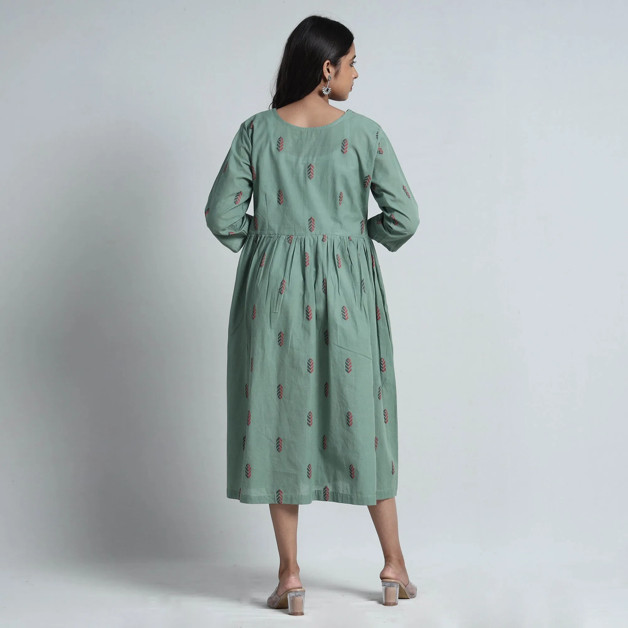 Light Green - Exquisite Jacquard Cotton Dress