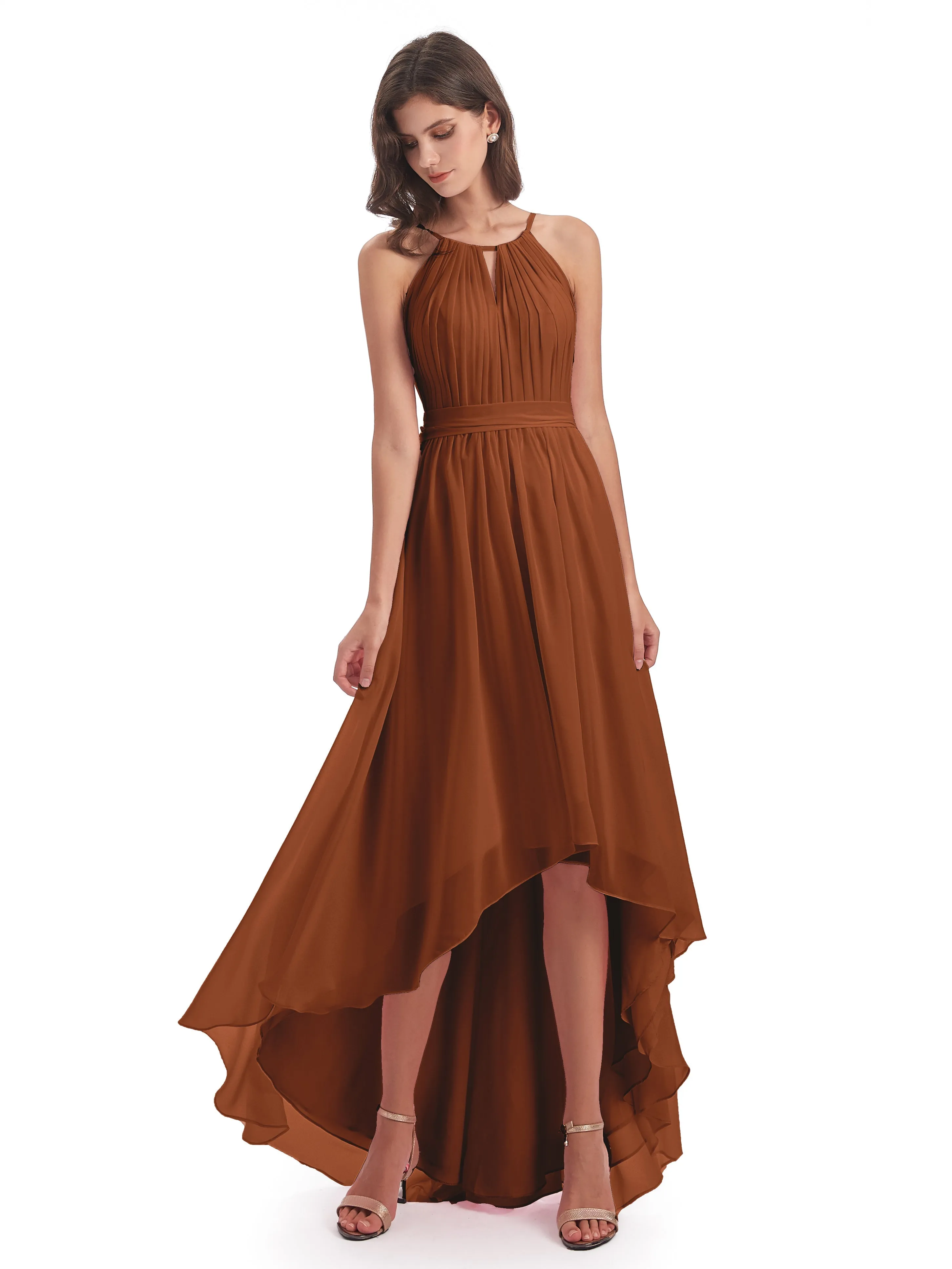 Lilly Dreamy Halter High-Low Chiffon Bridesmaid Dresses