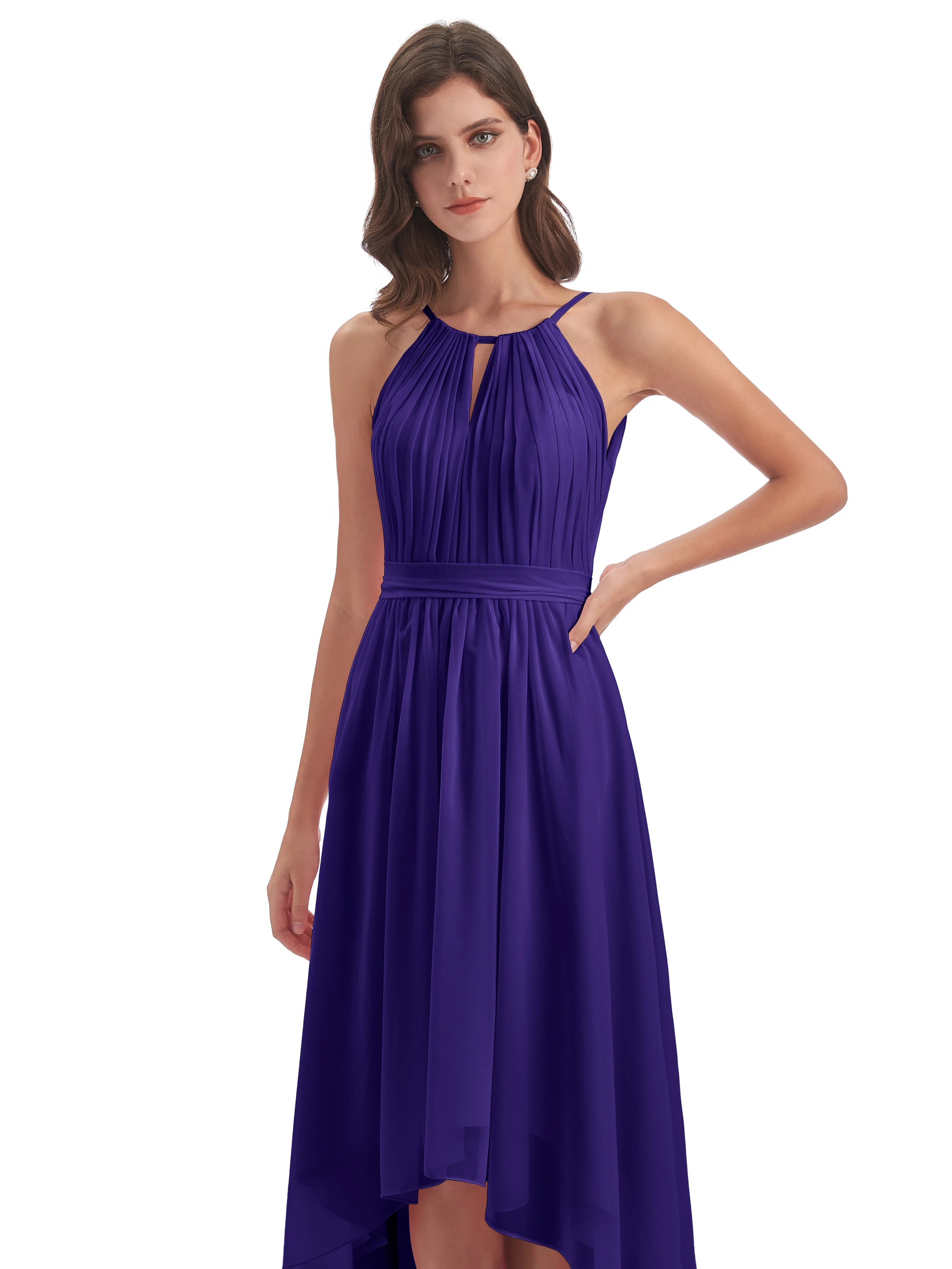 Lilly Dreamy Halter High-Low Chiffon Bridesmaid Dresses