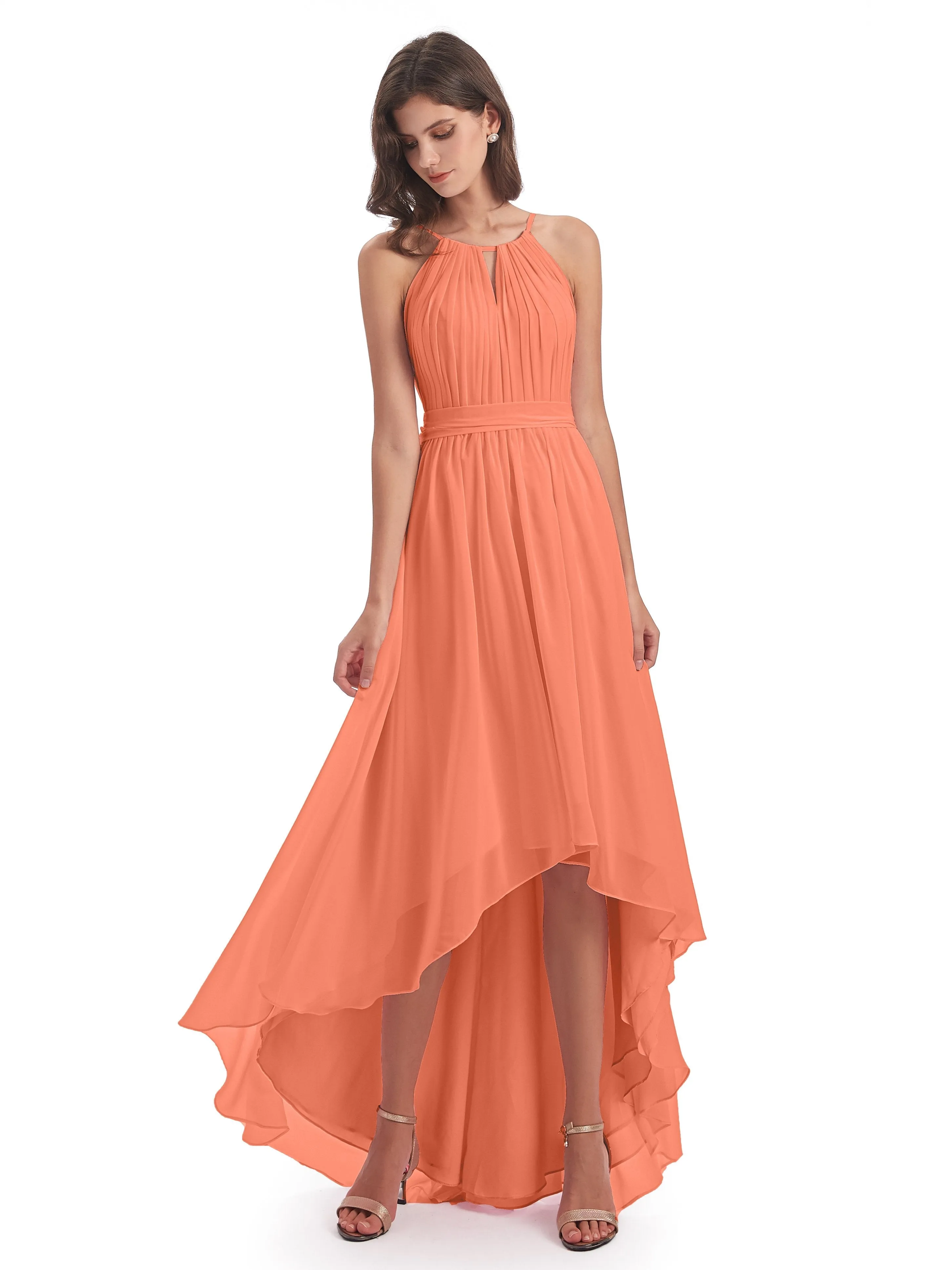 Lilly Dreamy Halter High-Low Chiffon Bridesmaid Dresses