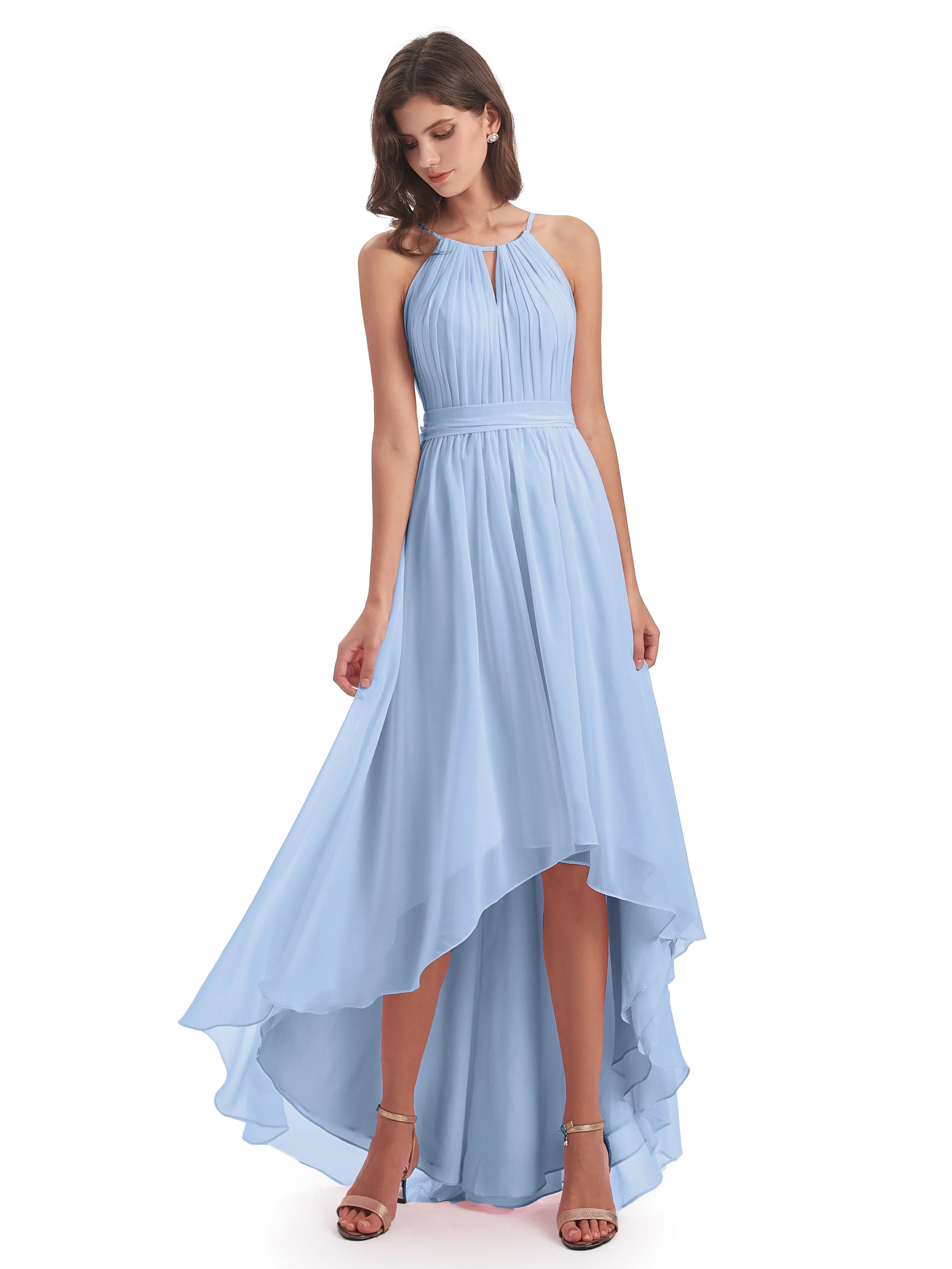 Lilly Dreamy Halter High-Low Chiffon Bridesmaid Dresses