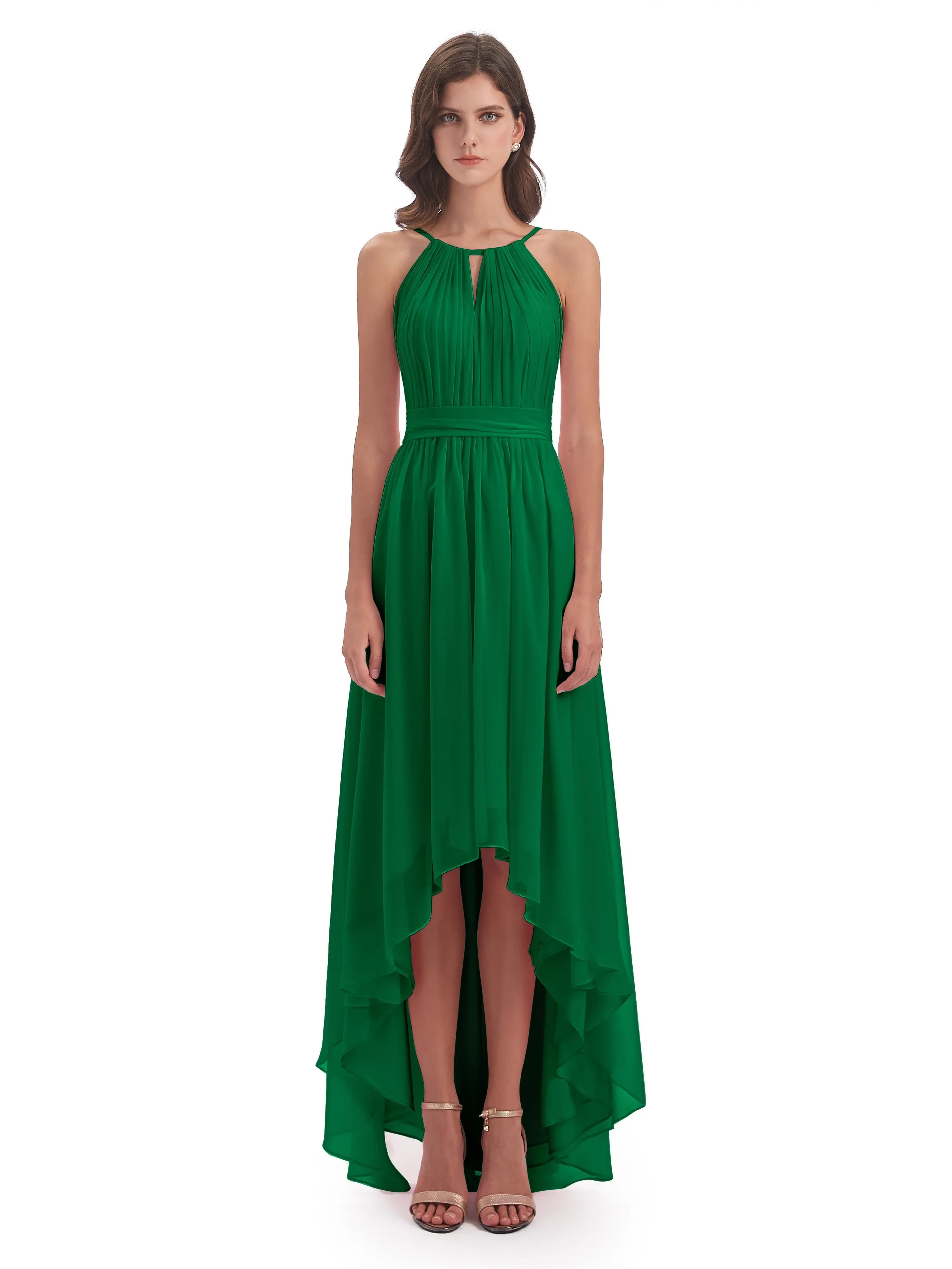 Lilly Dreamy Halter High-Low Chiffon Bridesmaid Dresses