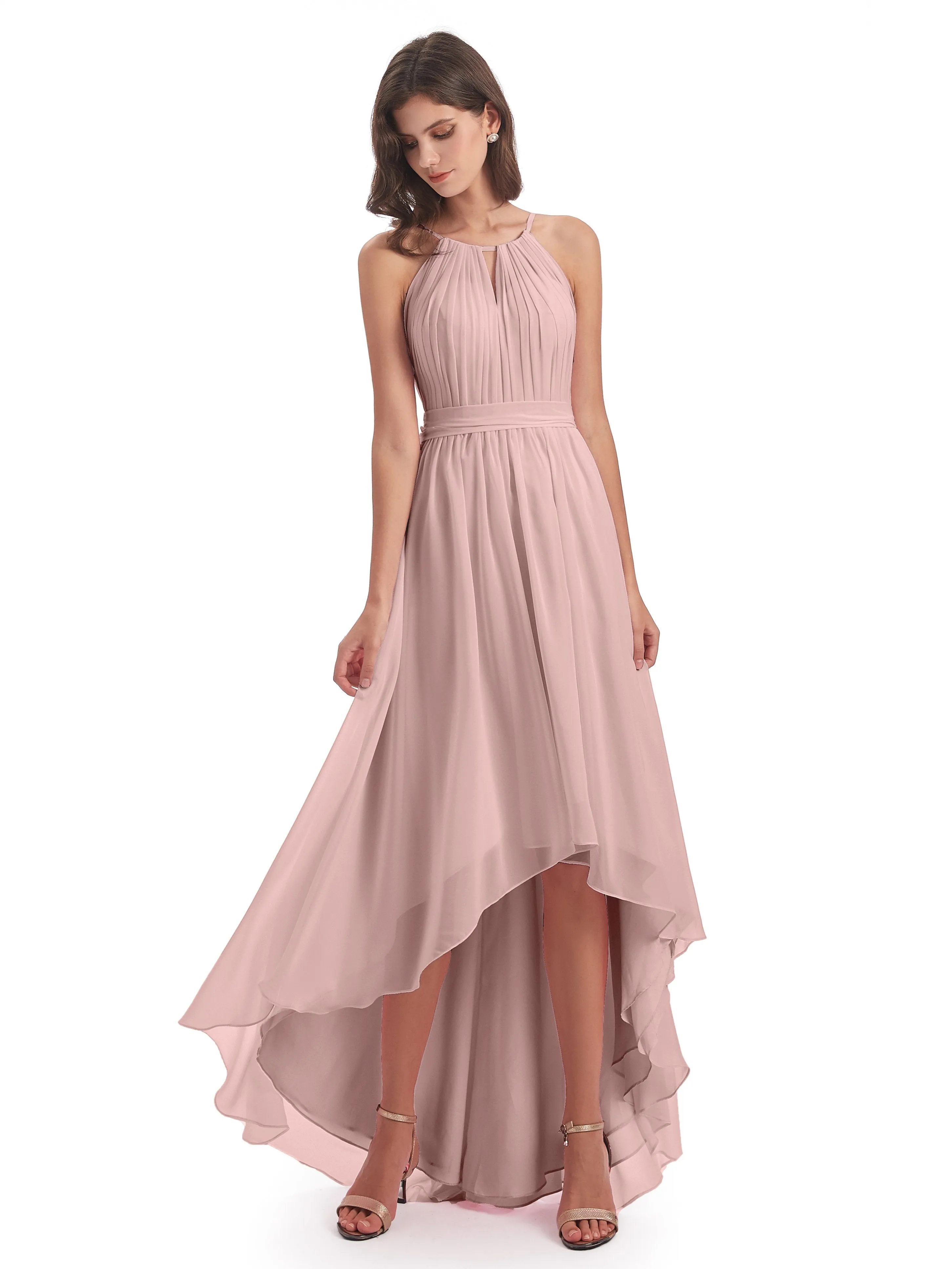 Lilly Dreamy Halter High-Low Chiffon Bridesmaid Dresses