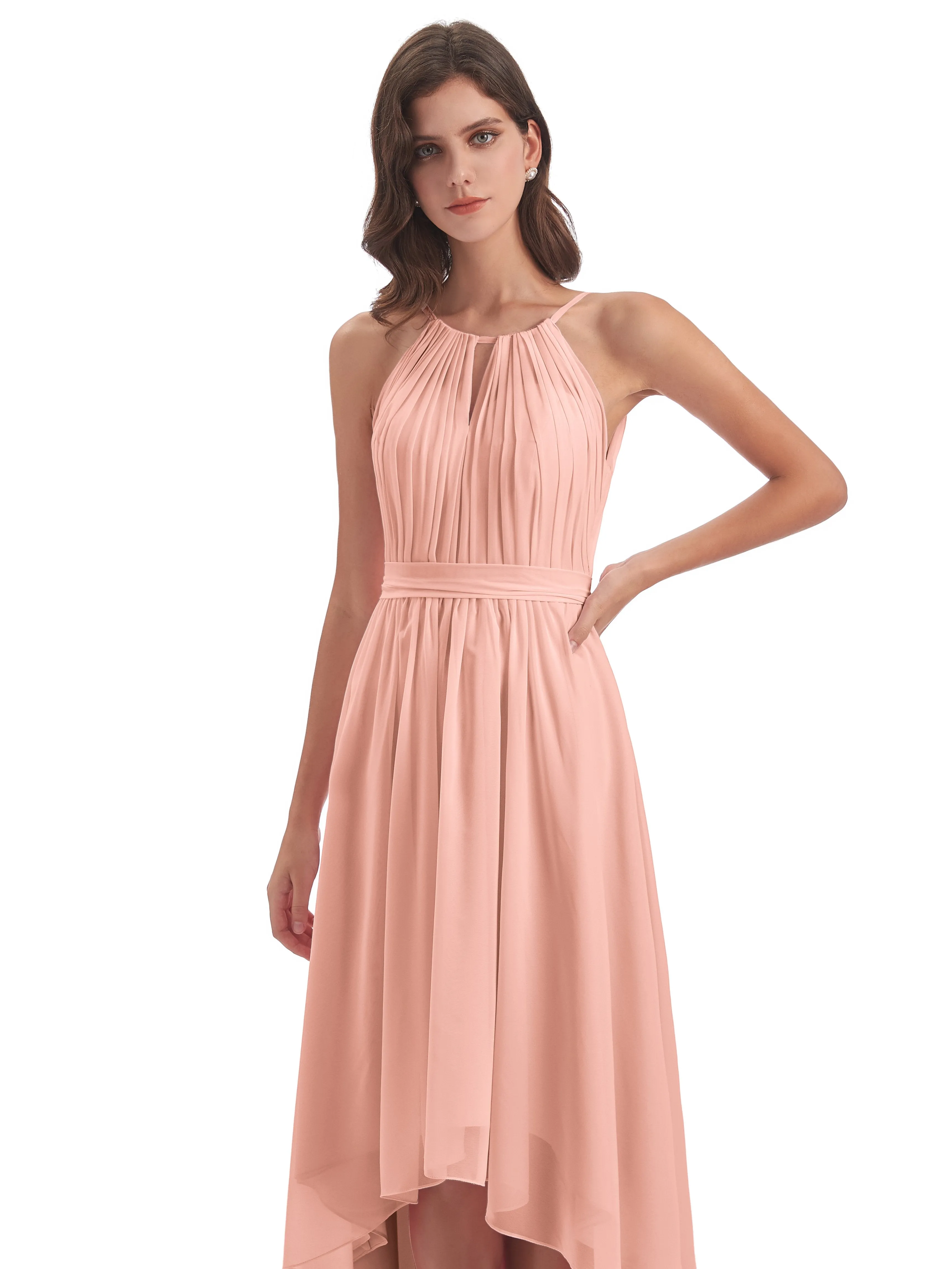 Lilly Dreamy Halter High-Low Chiffon Bridesmaid Dresses