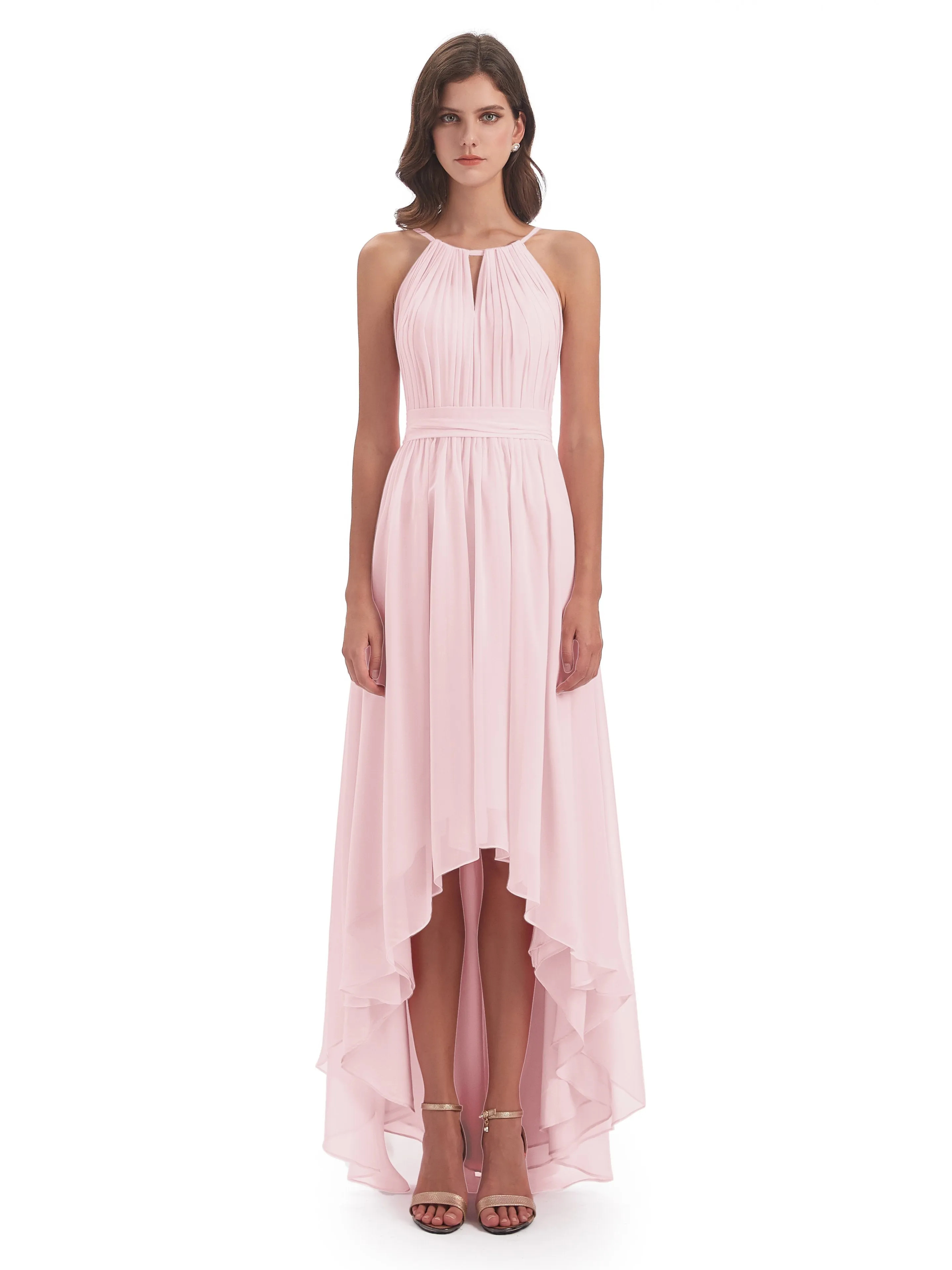 Lilly Dreamy Halter High-Low Chiffon Bridesmaid Dresses