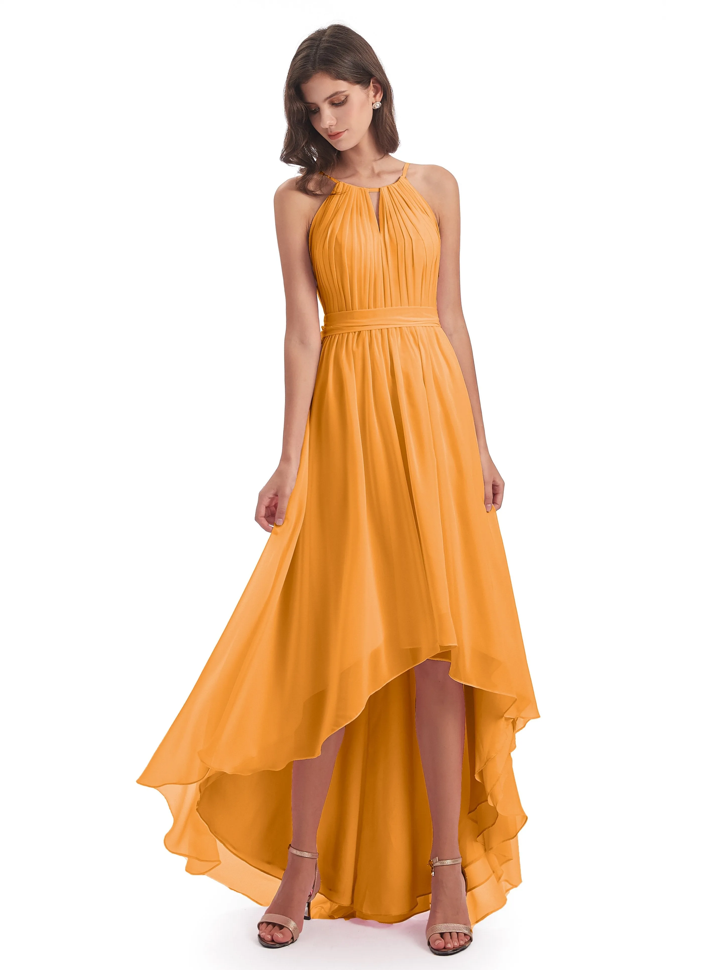 Lilly Dreamy Halter High-Low Chiffon Bridesmaid Dresses