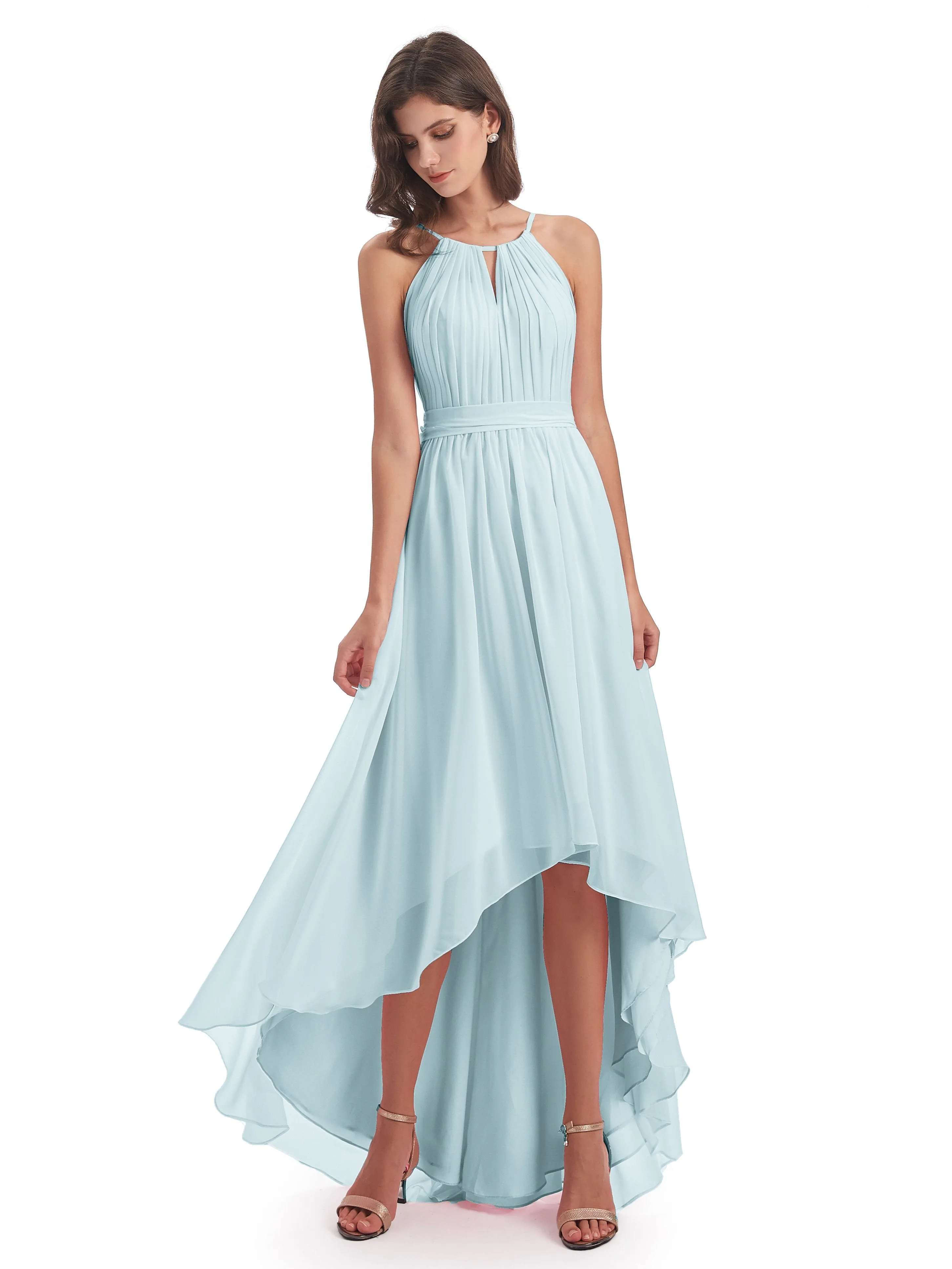 Lilly Dreamy Halter High-Low Chiffon Bridesmaid Dresses