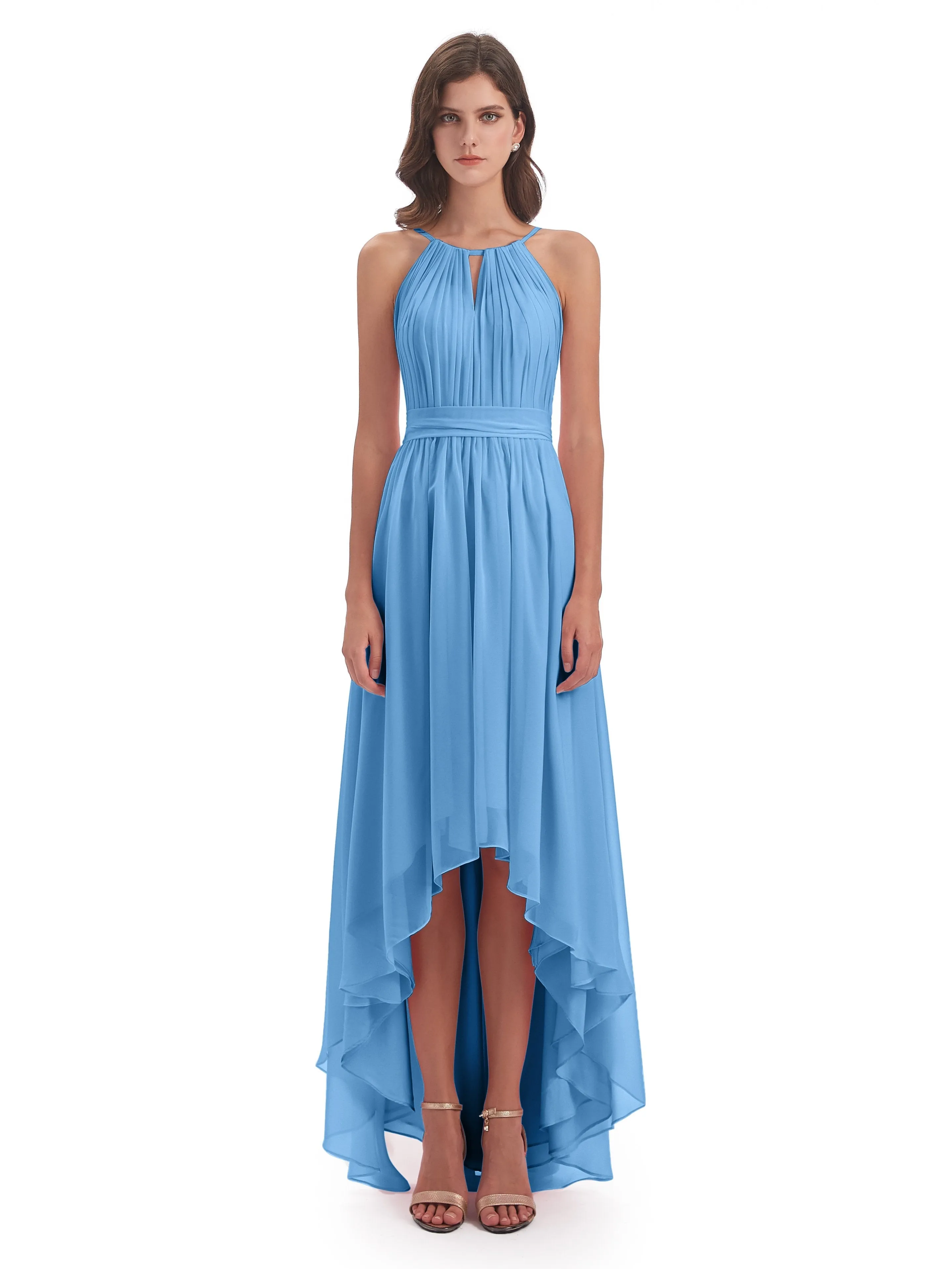 Lilly Dreamy Halter High-Low Chiffon Bridesmaid Dresses